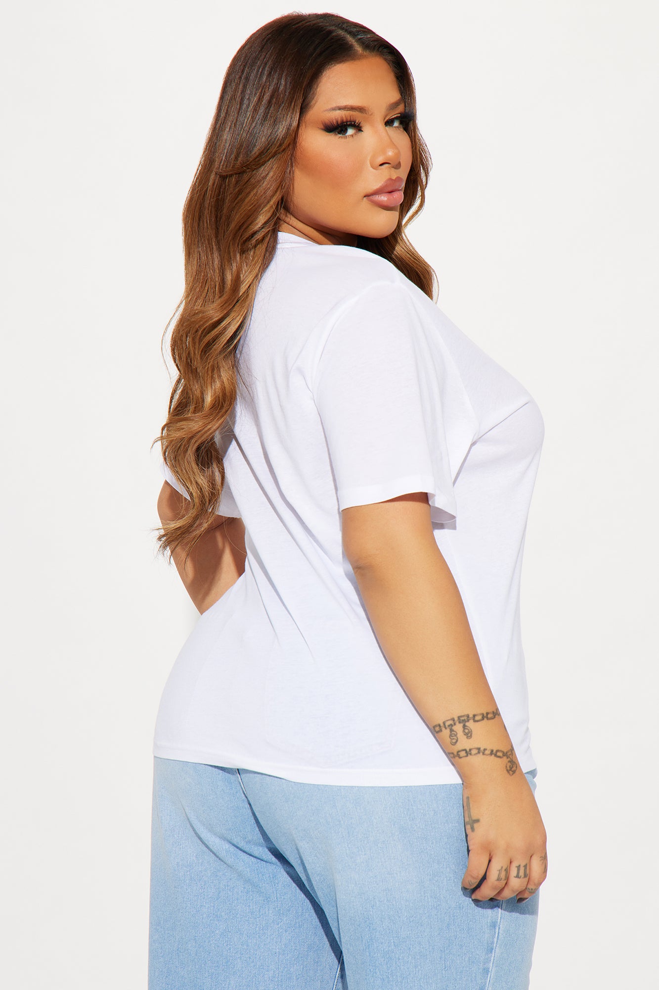 Ava V-Neck Tee - White - Image 6