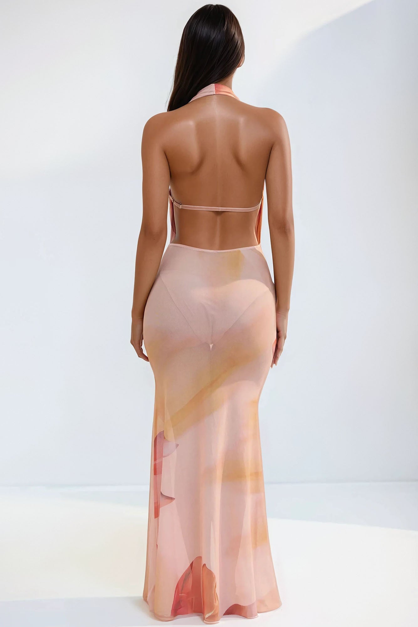Paradise Calling Flower Mesh Cover Up Maxi Dress - Pink/combo - Image 4