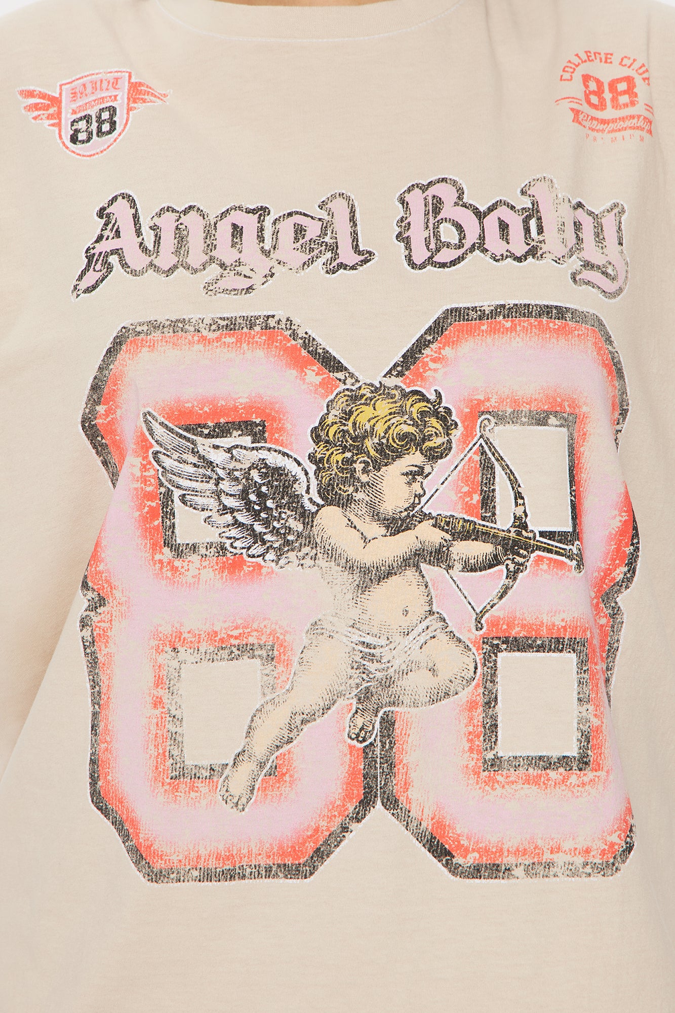 Angel Baby 88 Washed Oversized Tee - Sand - Image 3