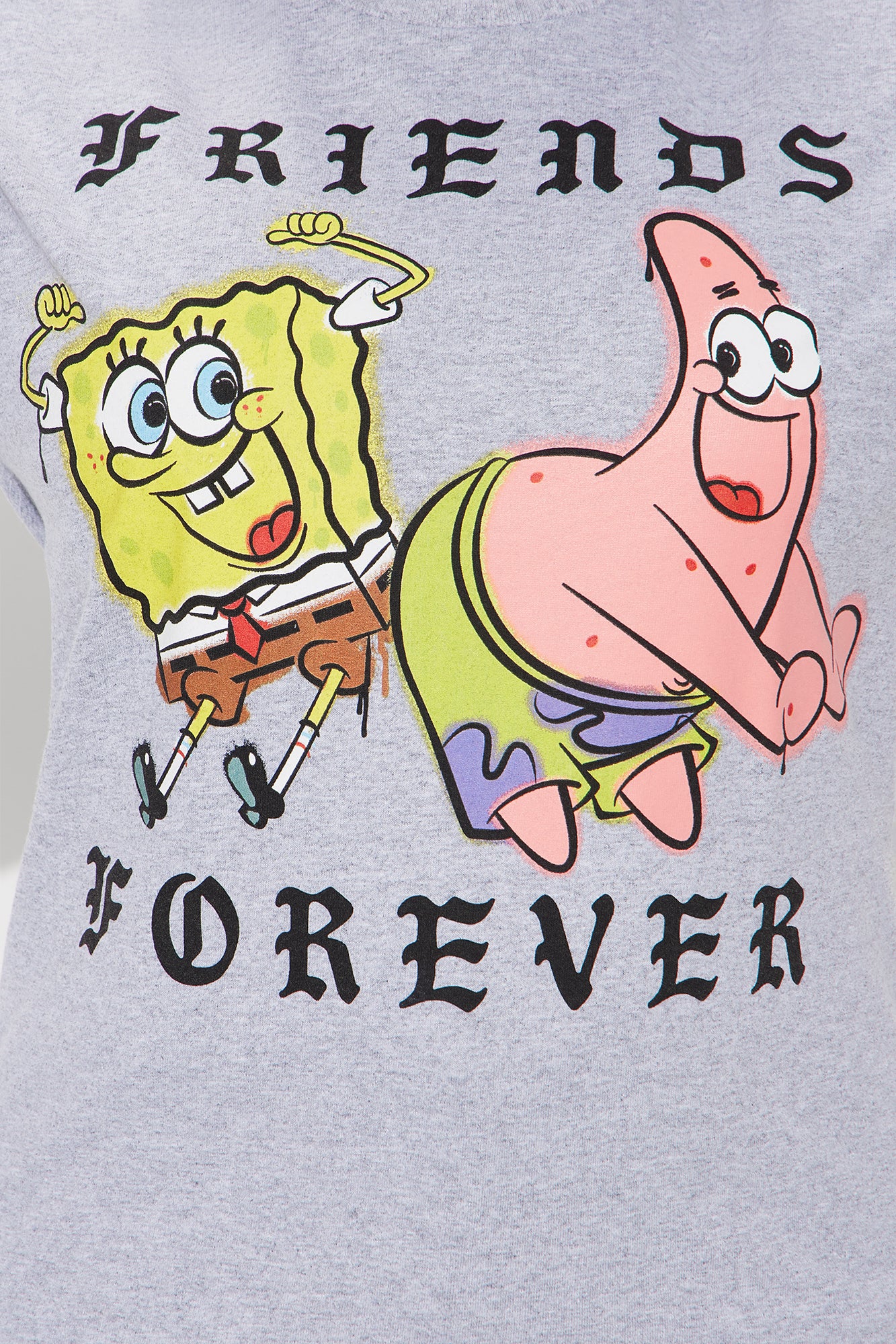 Spongebob & Patrick Forever Oversized Tee - Heather Grey - Image 3