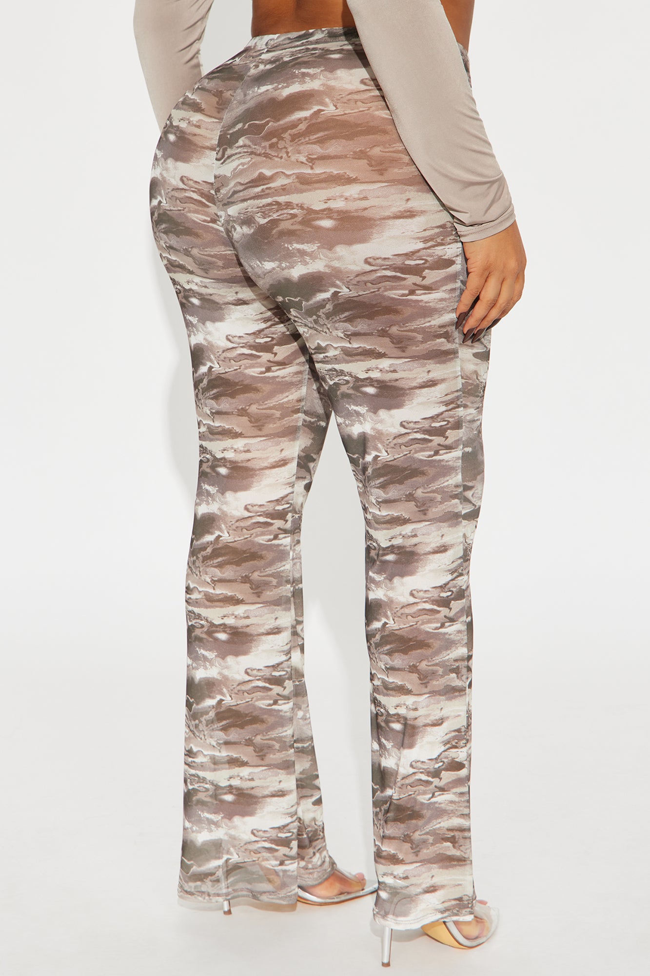 Estella Marble Mesh Flare Pant - Brown/combo - Image 6