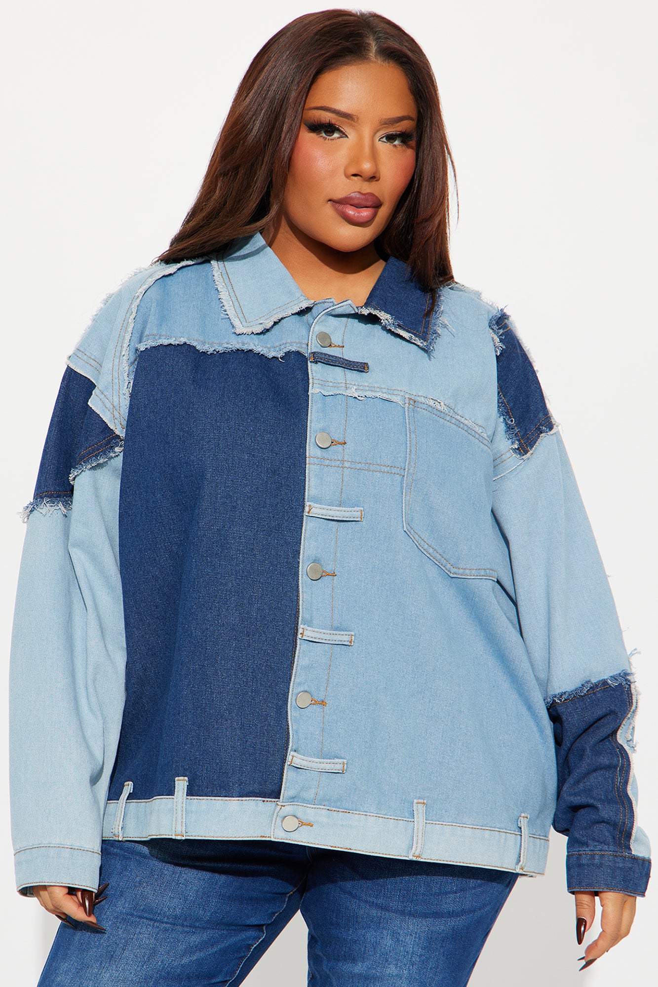 Good Karma Reconstructed Denim Jacket - Light Wash - Image 7