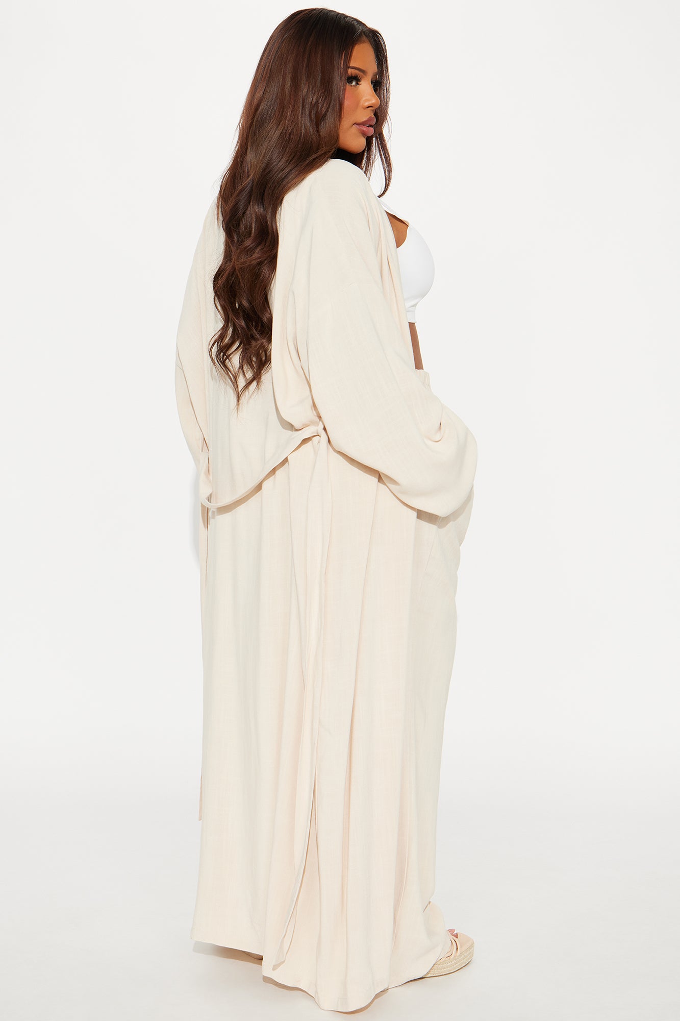 Vacay Vibe Linen Wide Leg Pant Set - Ivory - Image 6