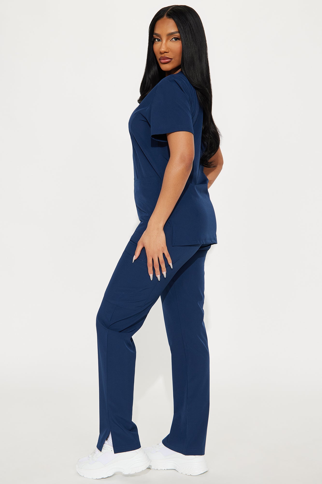 Essential 4 Way Stretch Scrub Uniform Set - Navy - Image 4