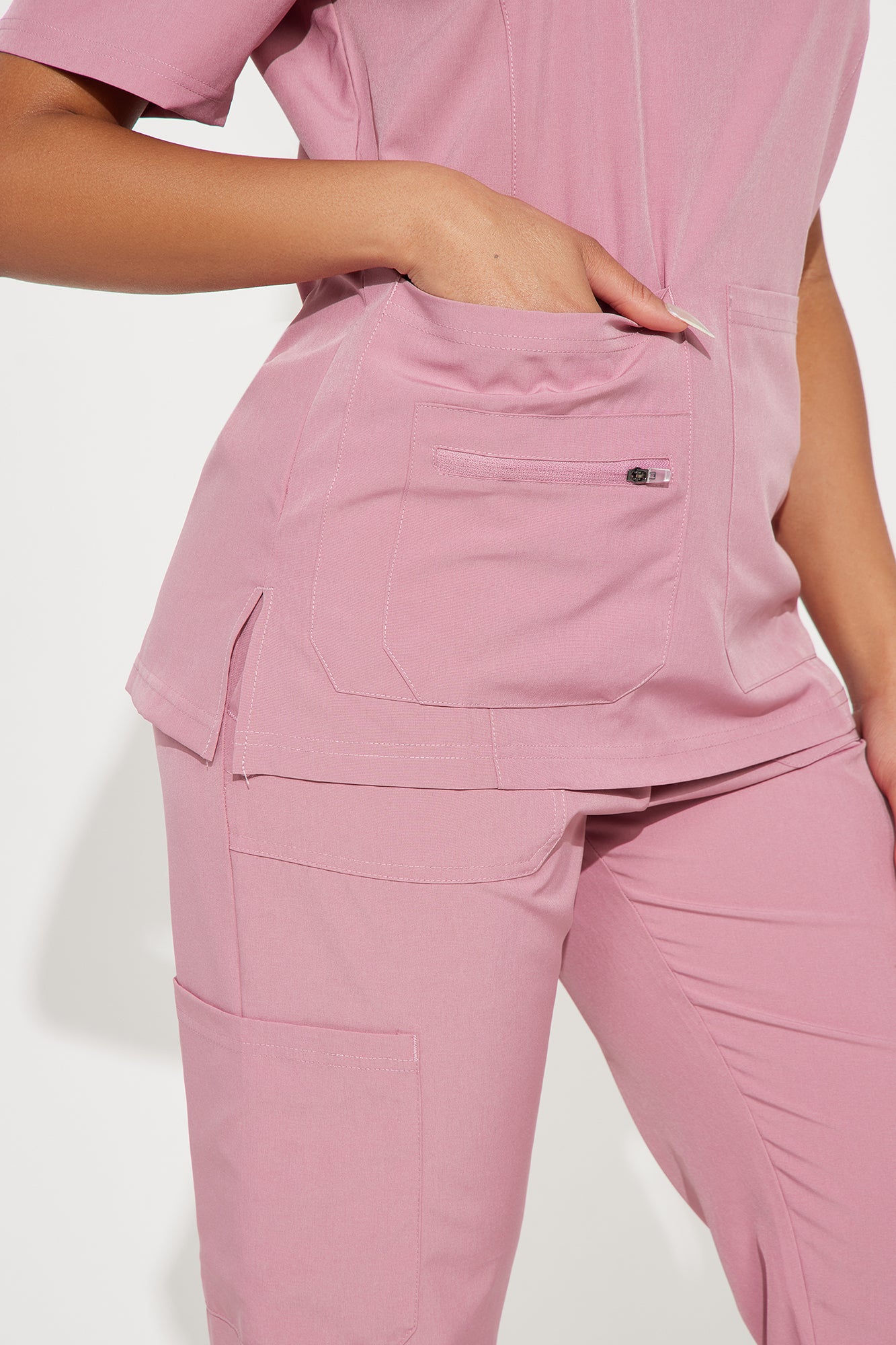 Essential 4 Way Stretch Scrub Uniform Set - Mauve - Image 3