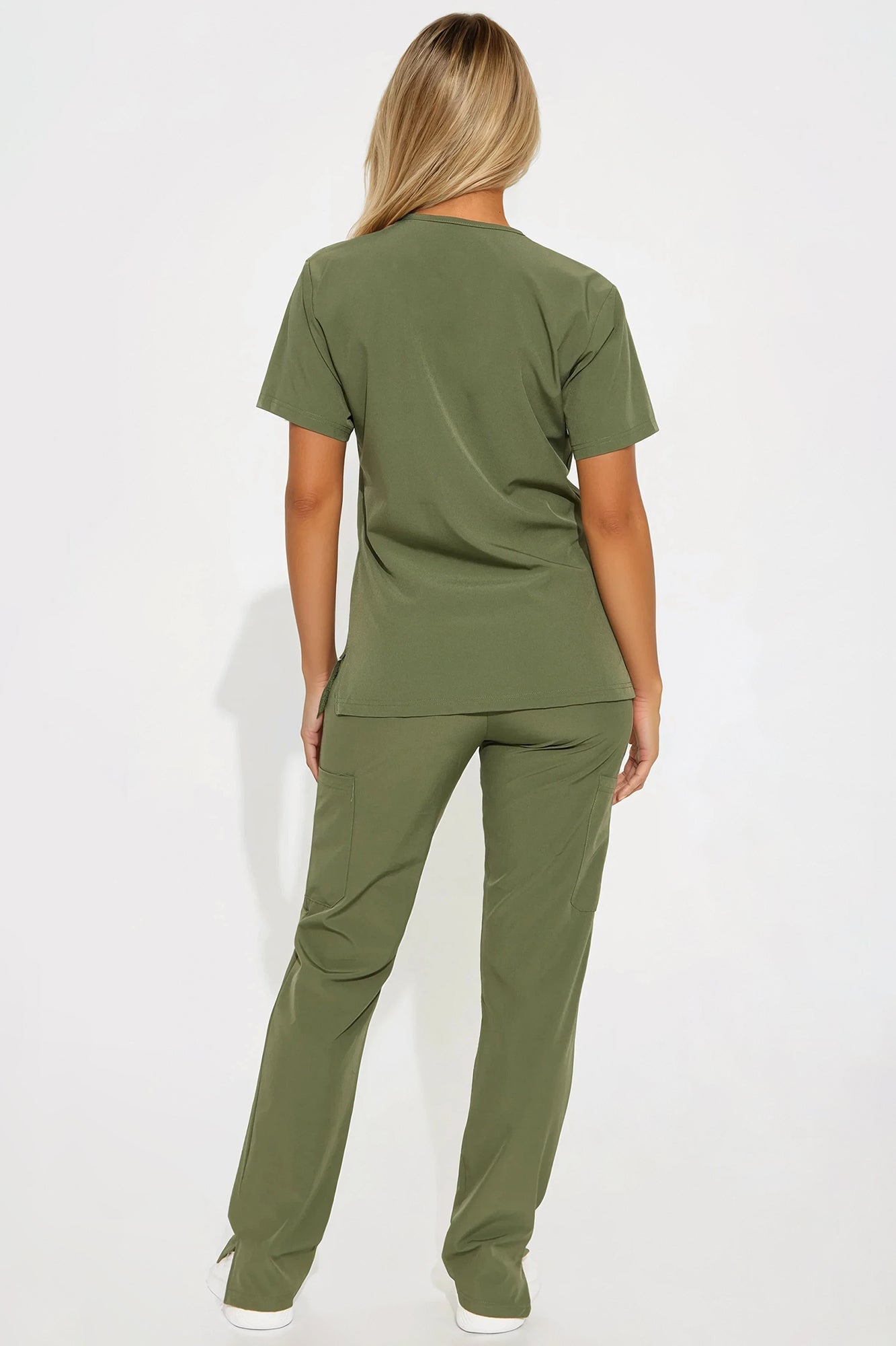 Essential 4 Way Stretch Scrub Uniform Set - Olive - Image 3