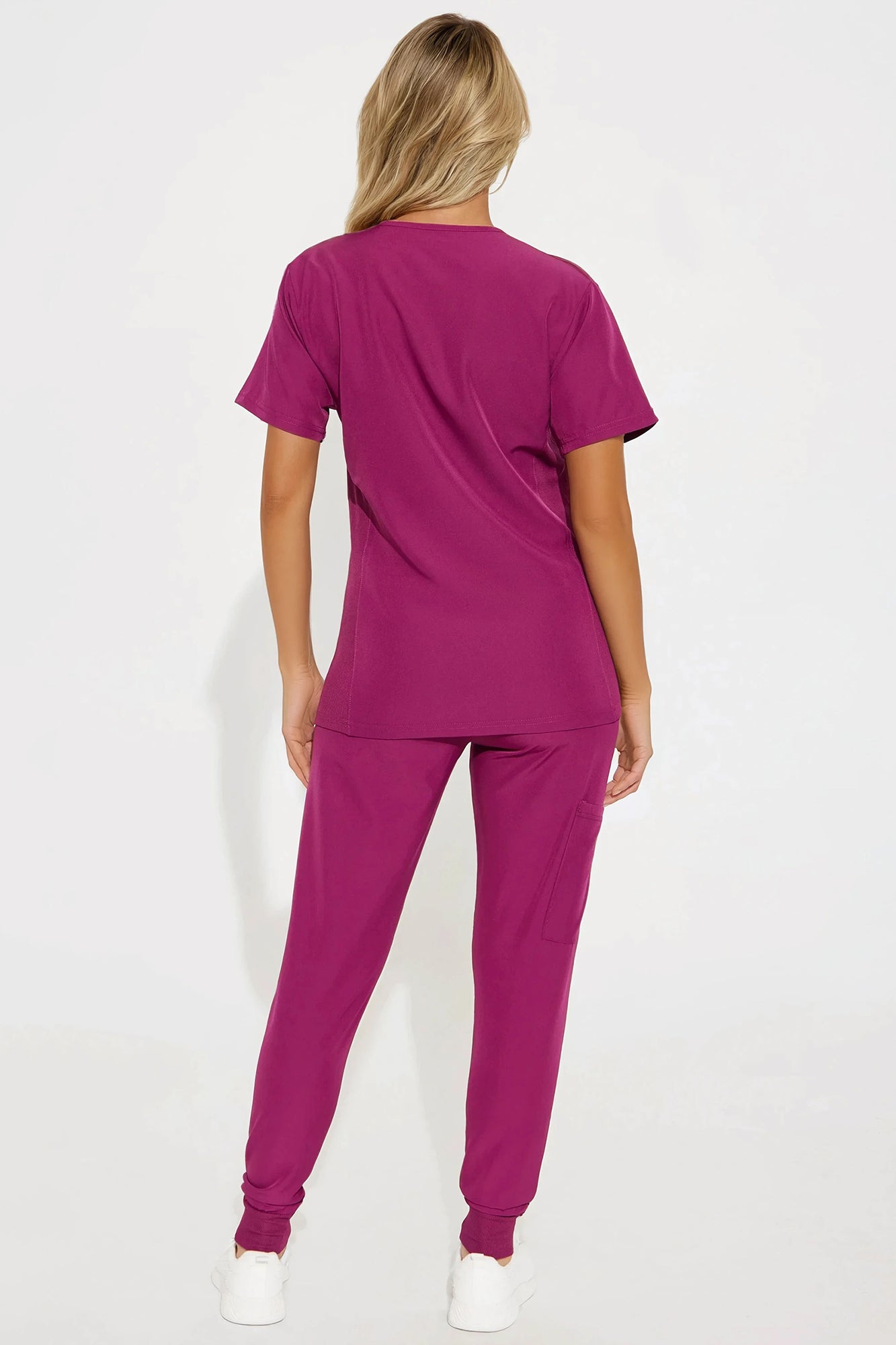 Overtime 4 Way Stretch Scrub Jogger Set - Burgundy - Image 3