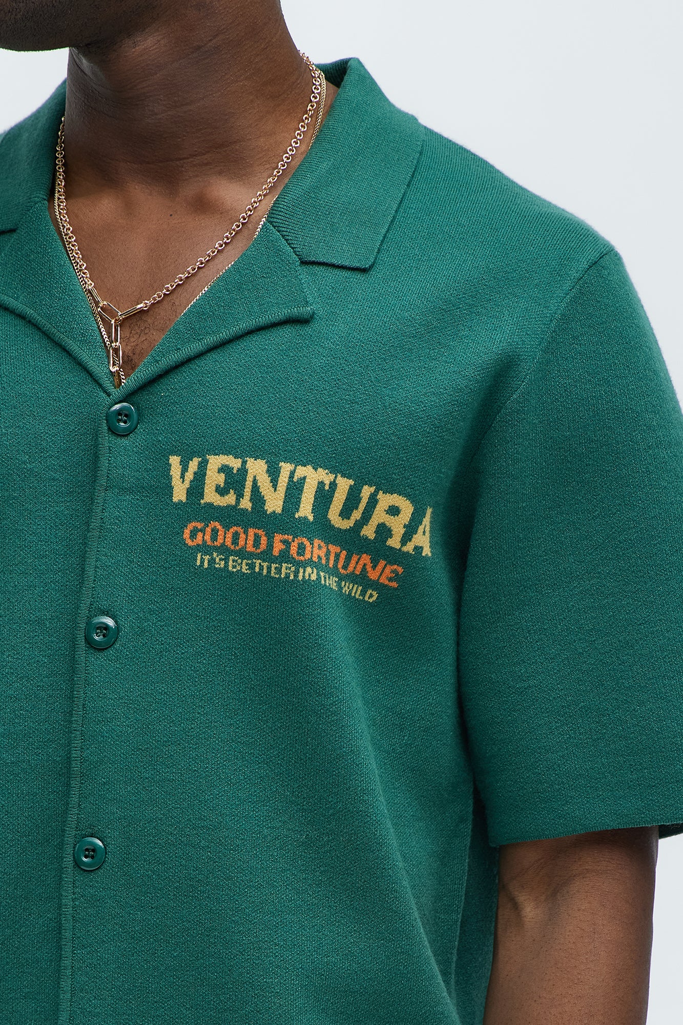 Dragon Palm Short Sleeve Knitted Shirt - Green/combo - Image 3