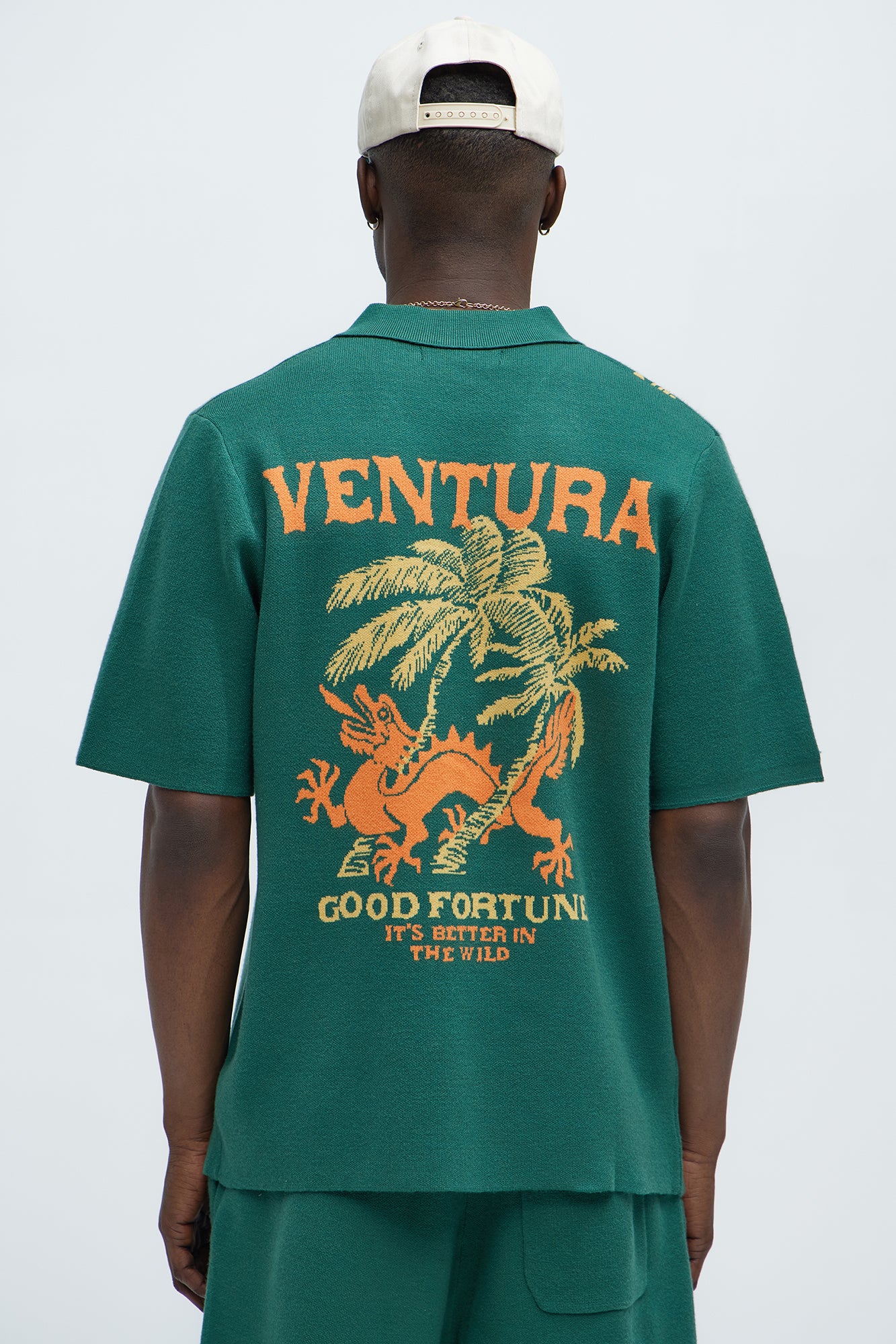 Dragon Palm Short Sleeve Knitted Shirt - Green/combo - Image 4