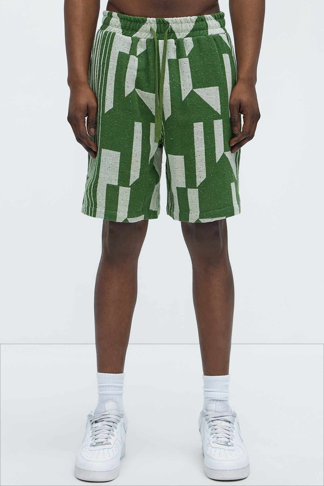 Abstract Relaxed Shorts - Olive/combo - Image 4