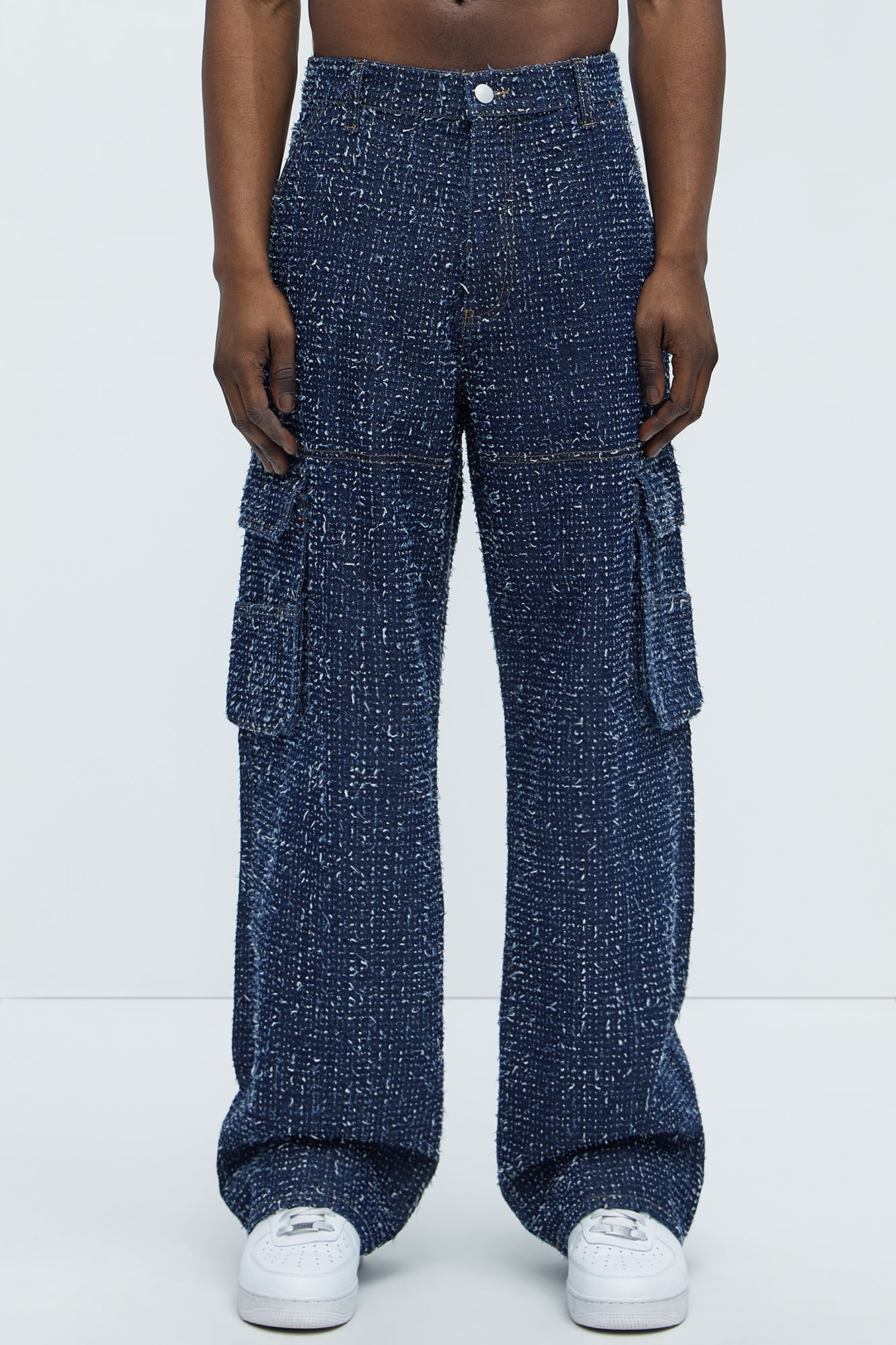 Unleaded Distressed Relaxed Cargo Jeans - Indigo - Image 4