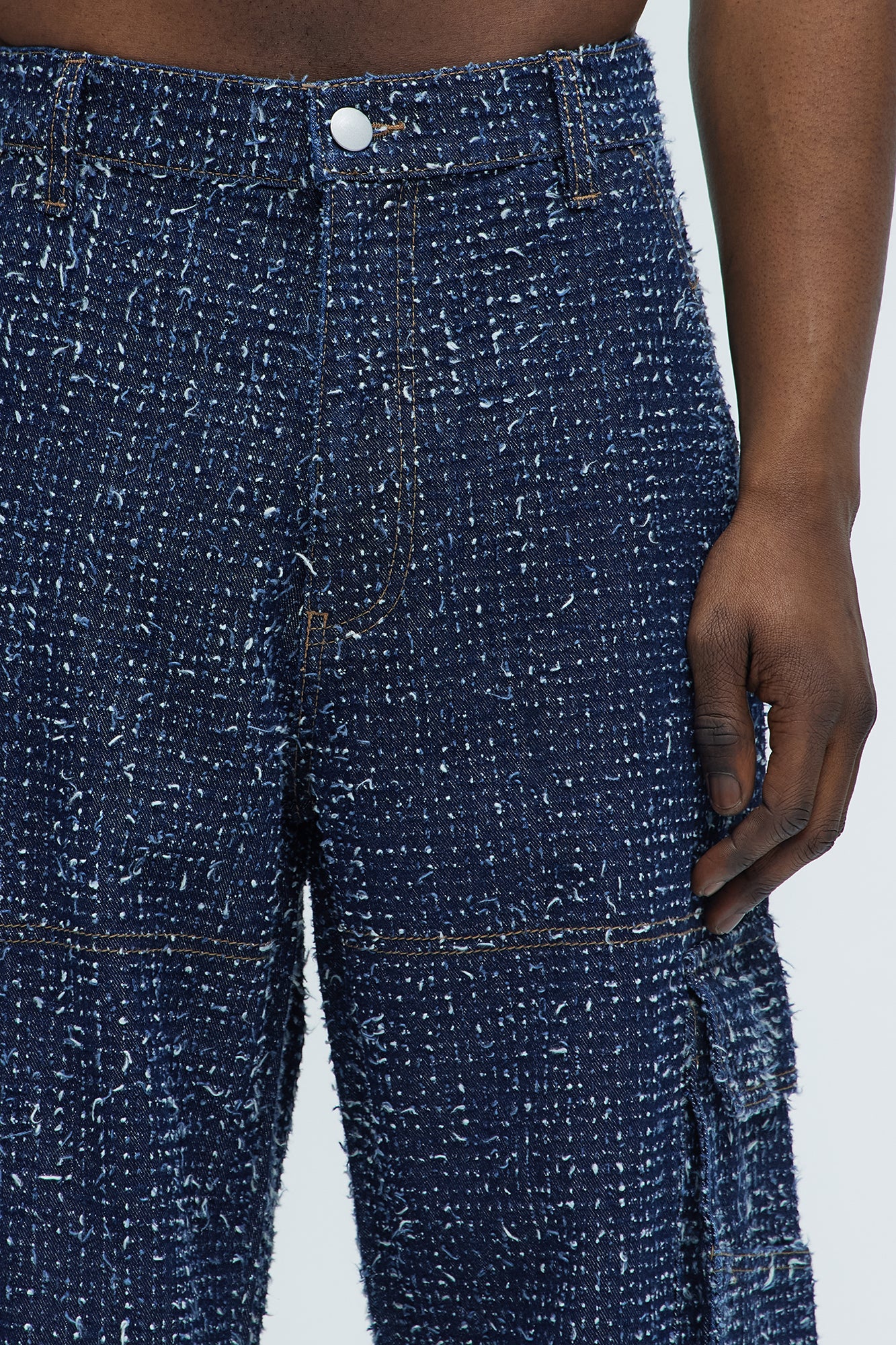 Unleaded Distressed Relaxed Cargo Jeans - Indigo - Image 3