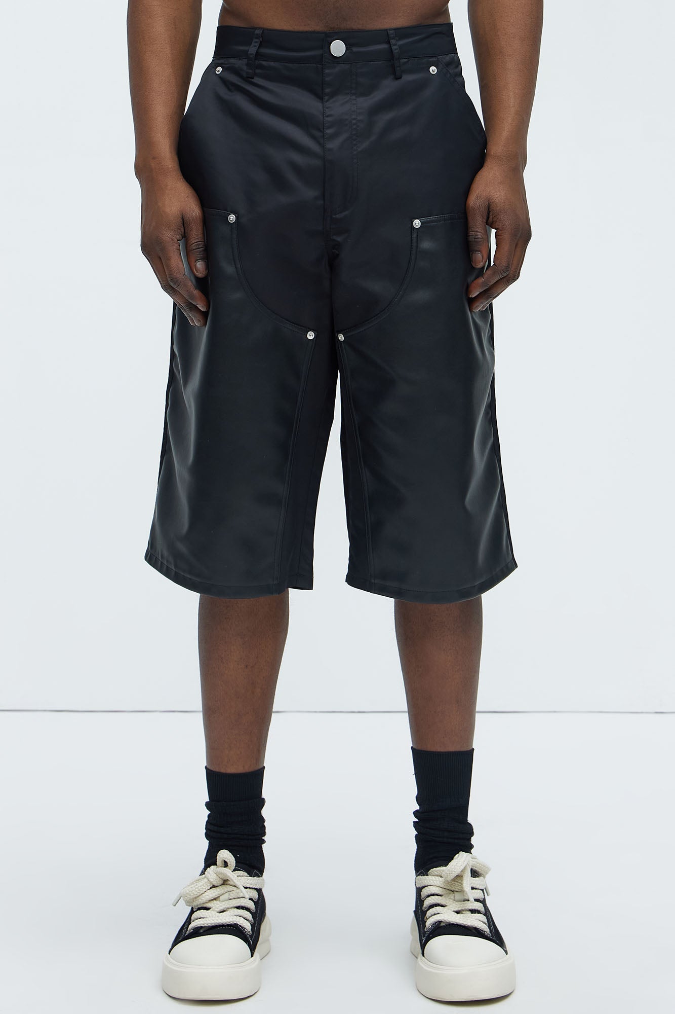 Berlin Carpenter Panel Baggy Shorts - Black - Image 4