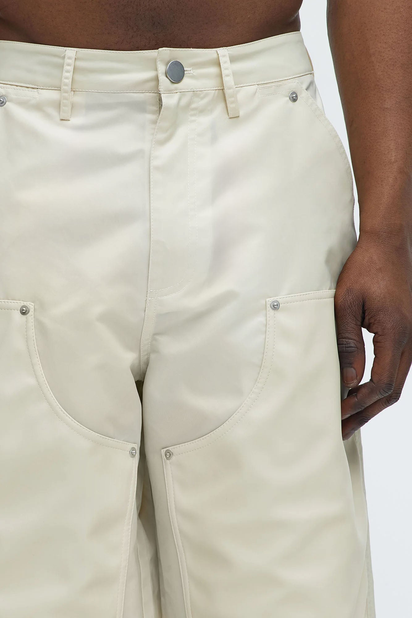 Berlin Carpenter Panel Baggy Shorts - Off White - Image 4