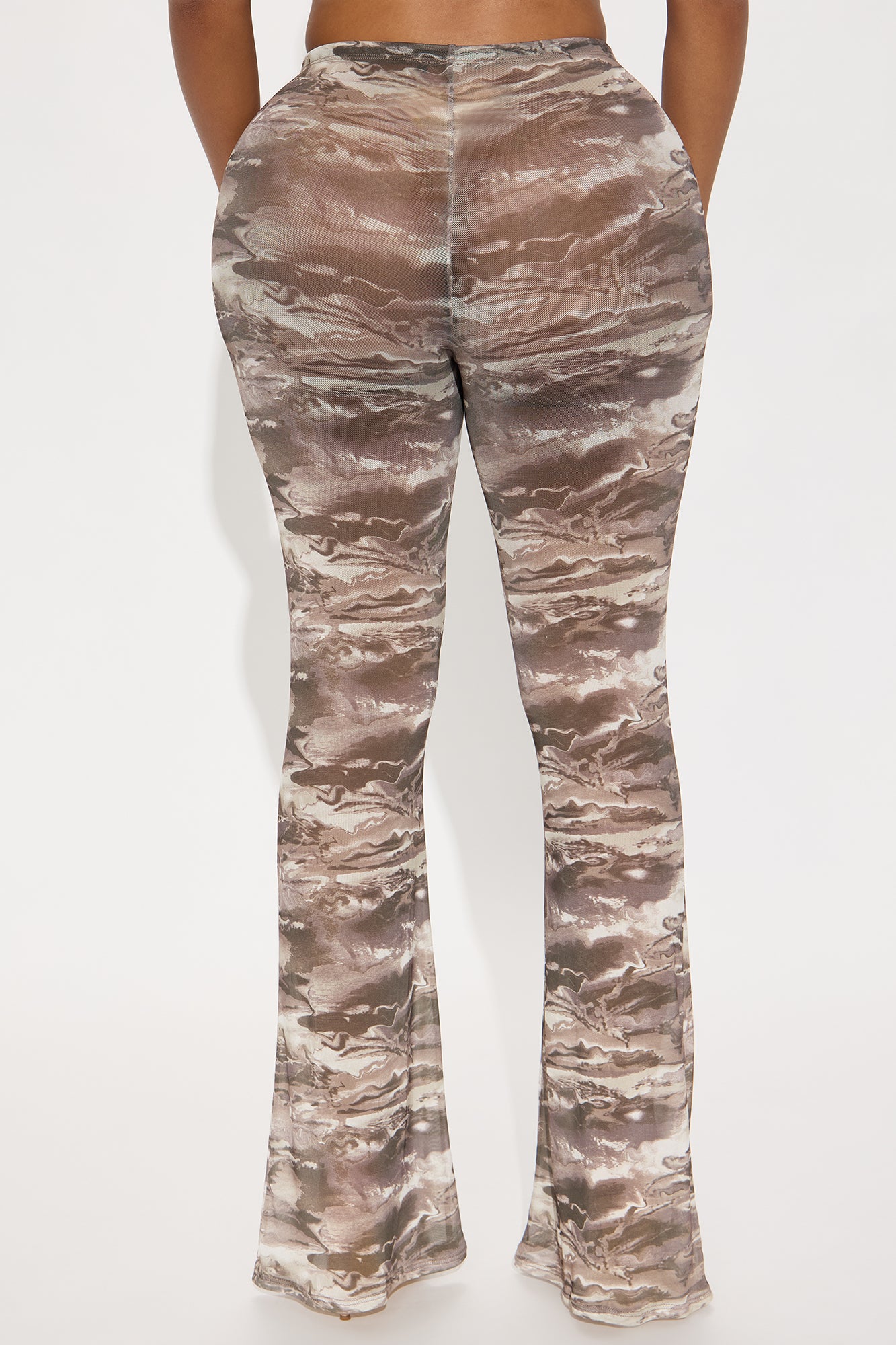 Estella Marble Mesh Flare Pant - Brown/combo - Image 3