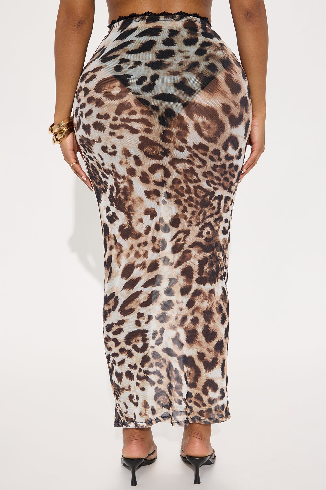 Acting Fierce Leopard Print Mesh Maxi Skirt - Brown/combo - Image 3