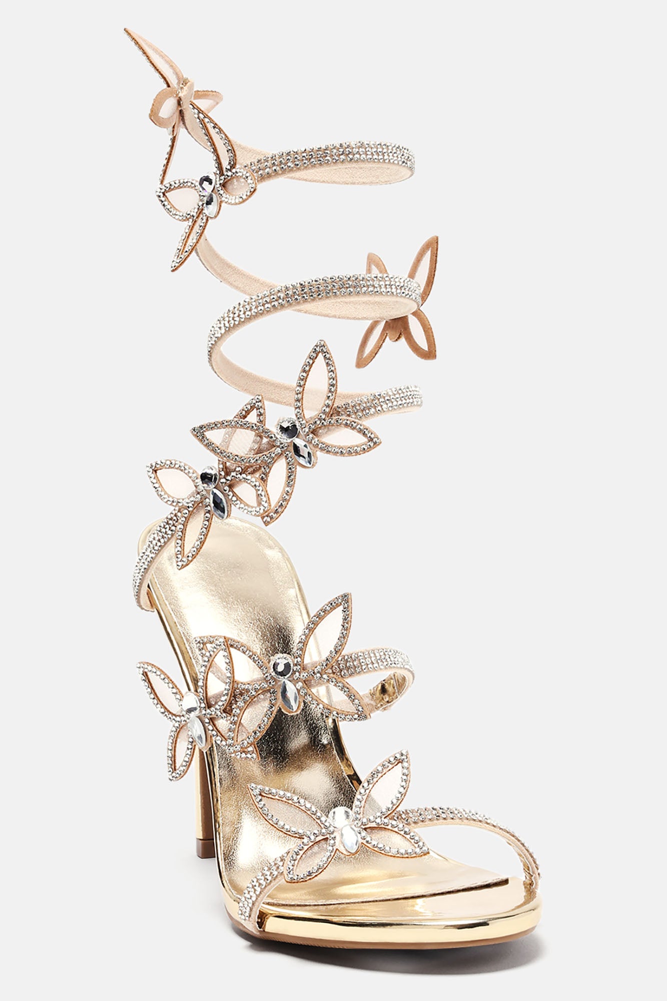 Girly Vibes Wrap Up Heeled Sandals - Gold - Image 3