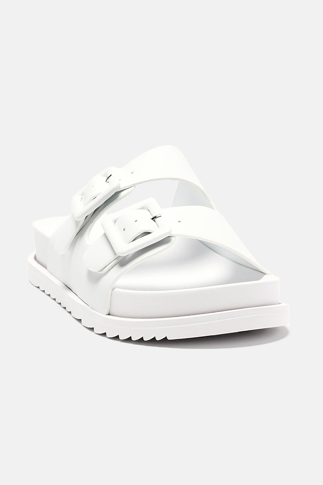 Jaylene Buckle Slides - White - Image 3