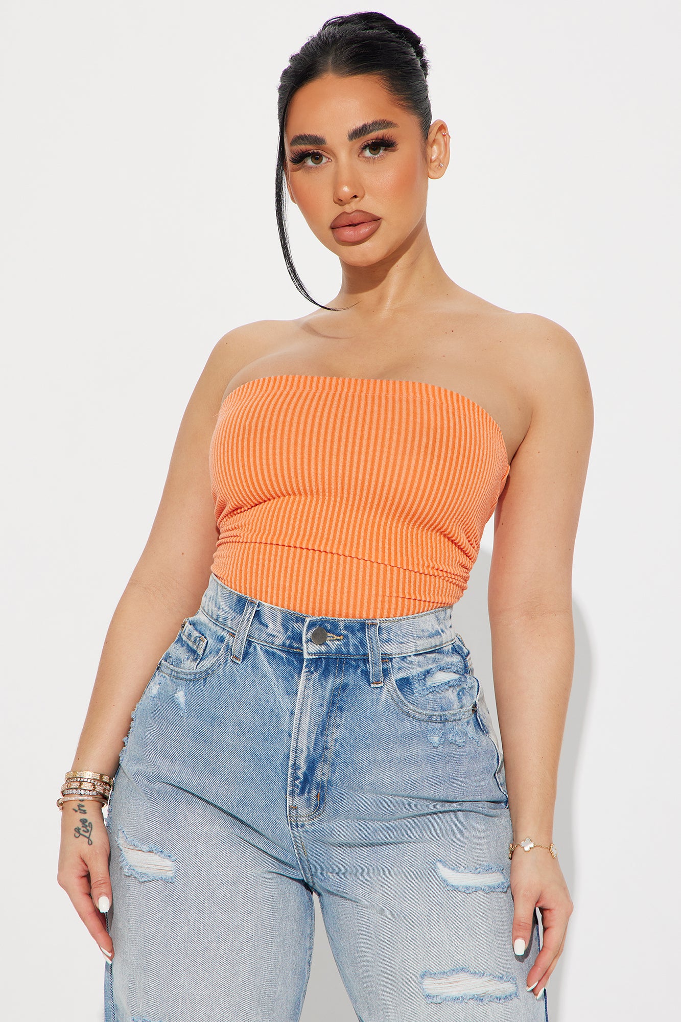 Rylin Ribbed Bodysuit - Orange - Image 3