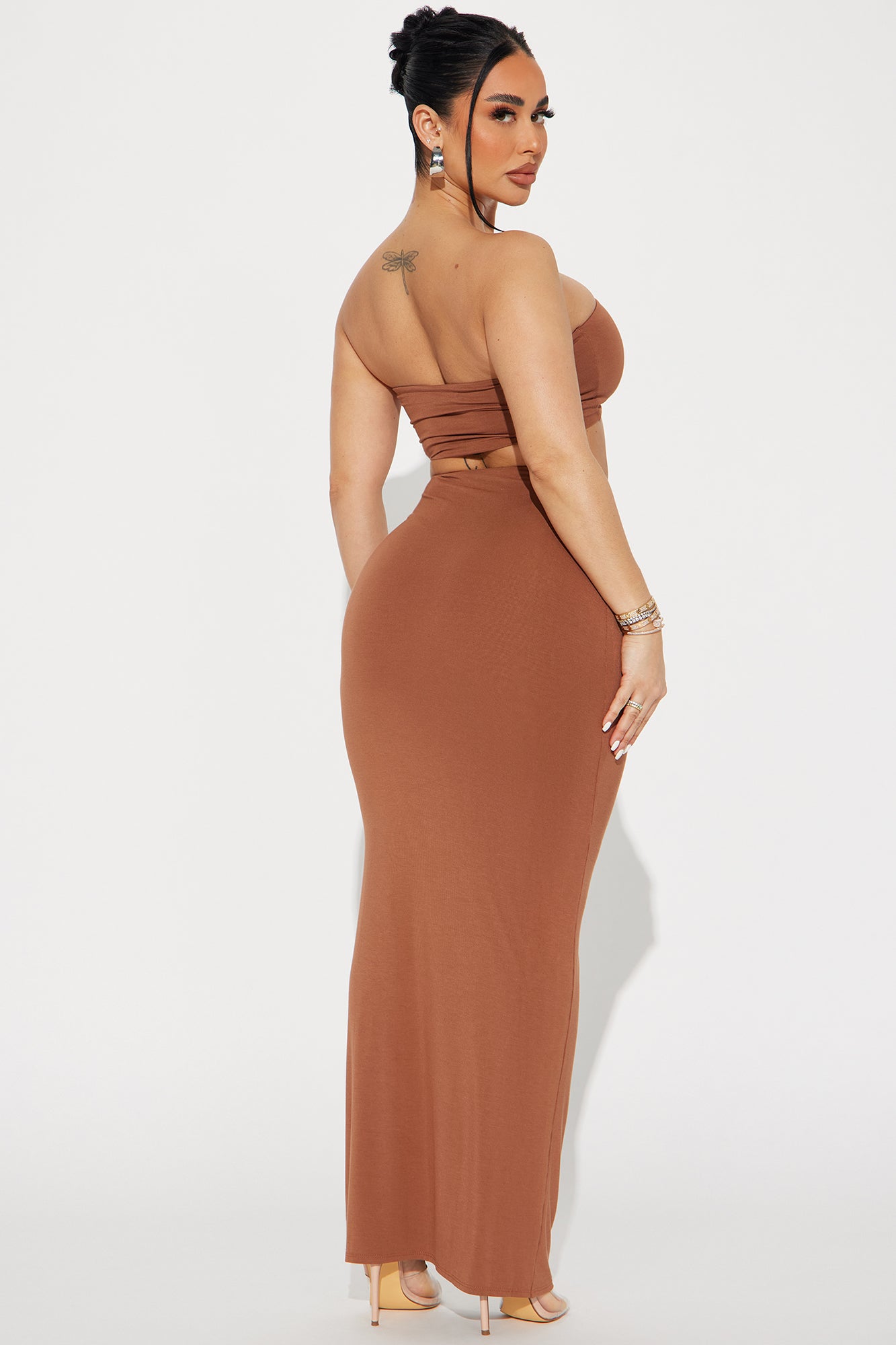 Another Time Double Lined Skirt Set - Mocha - Image 3