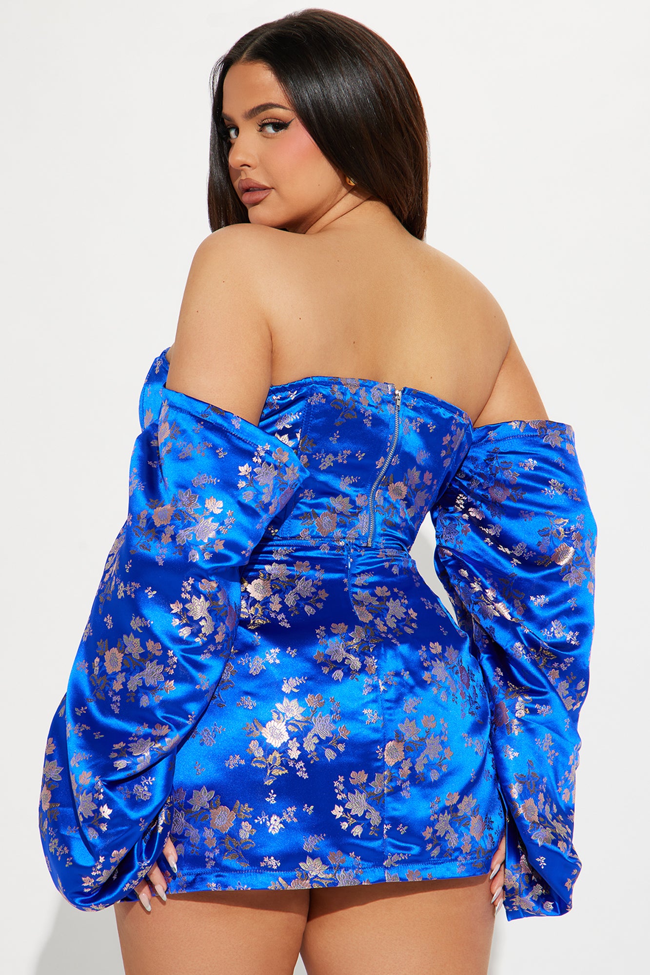 Alexandra Metallic Satin Skirt Set - Royal - Image 6
