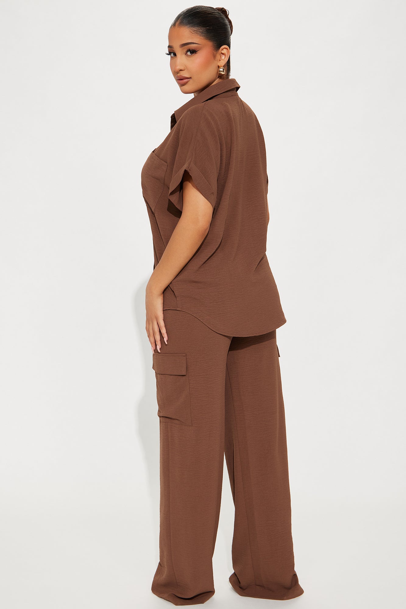 Caroline Cargo Pant Set - Chocolate - Image 3
