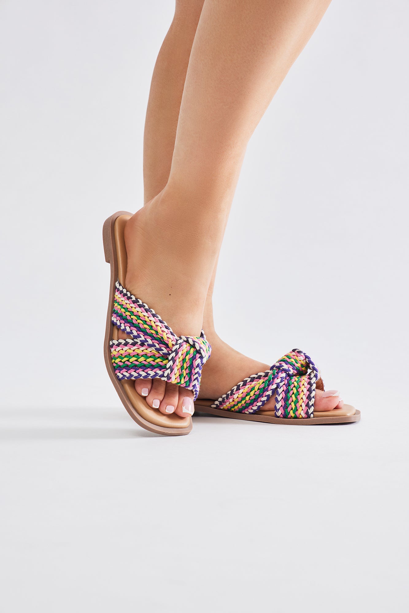 Somewhere On The Beach Crochet Flat Sandals - Fuchsia/combo - Image 4