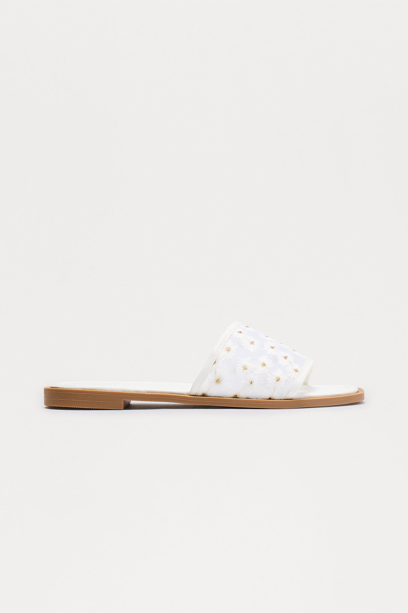 Zita Floral Slip On Sandals - White - Image 3
