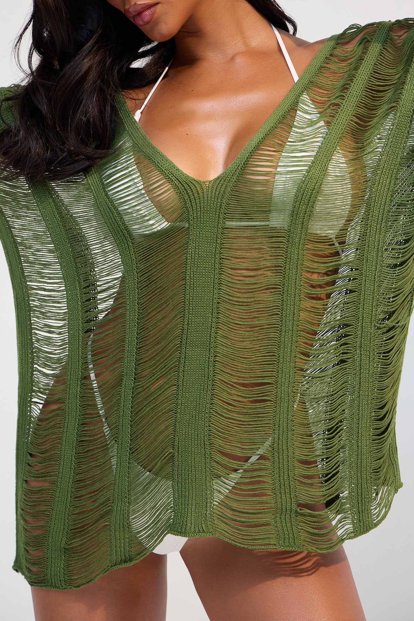 Elizabeth Crochet Cover Up Dress - Olive - Image 5