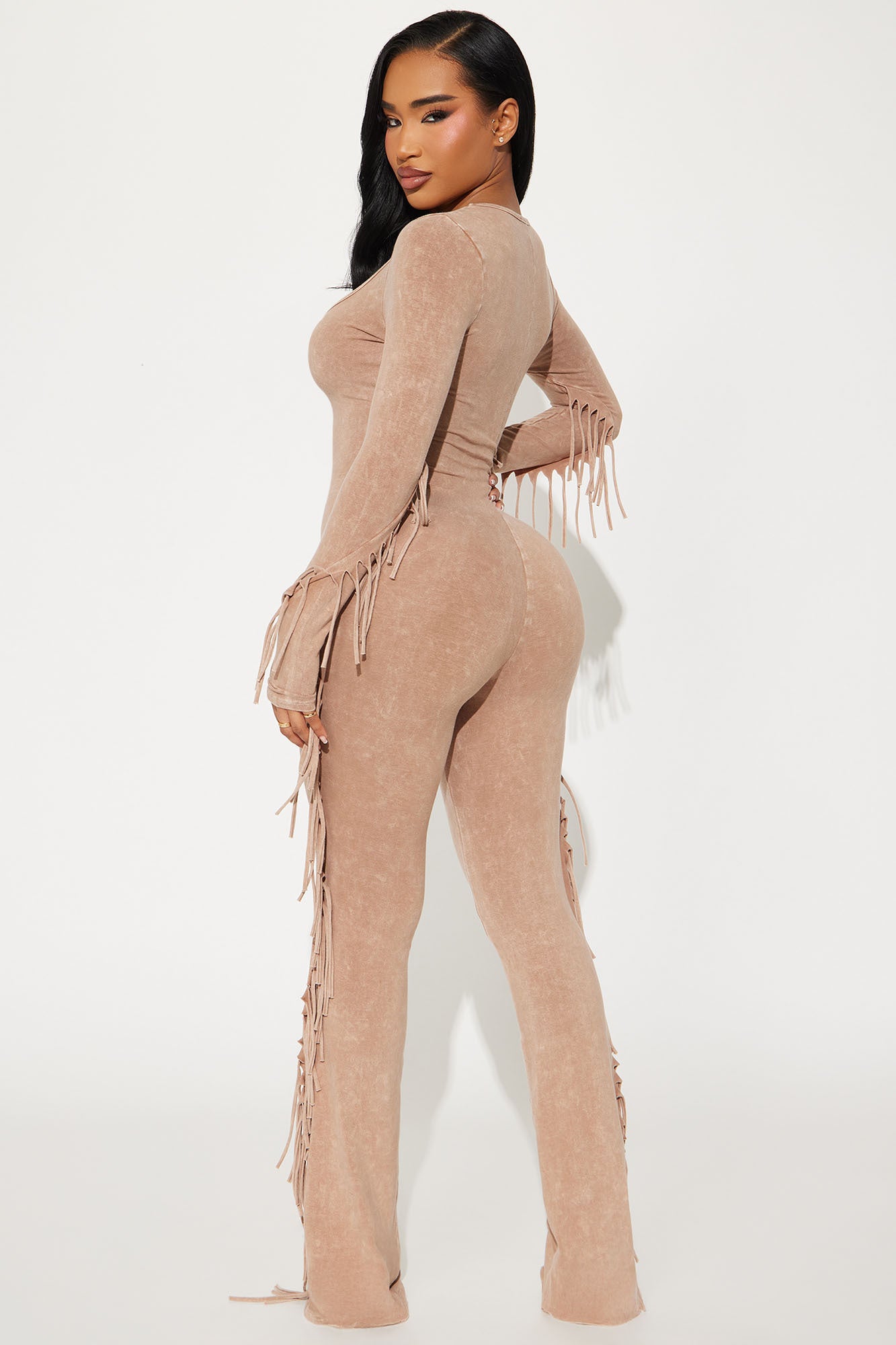 Self Love Fringe Jumpsuit - Mocha - Image 3