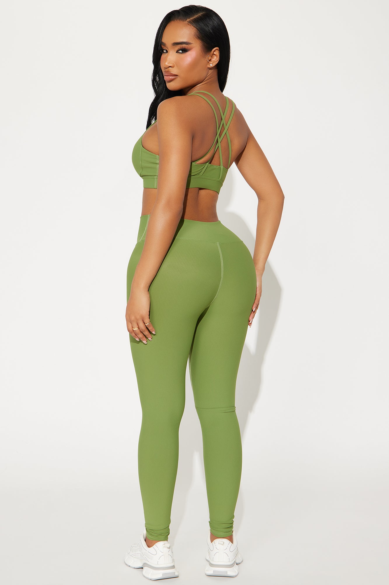 Pace It Ribbed Active Set - Olive - Image 3