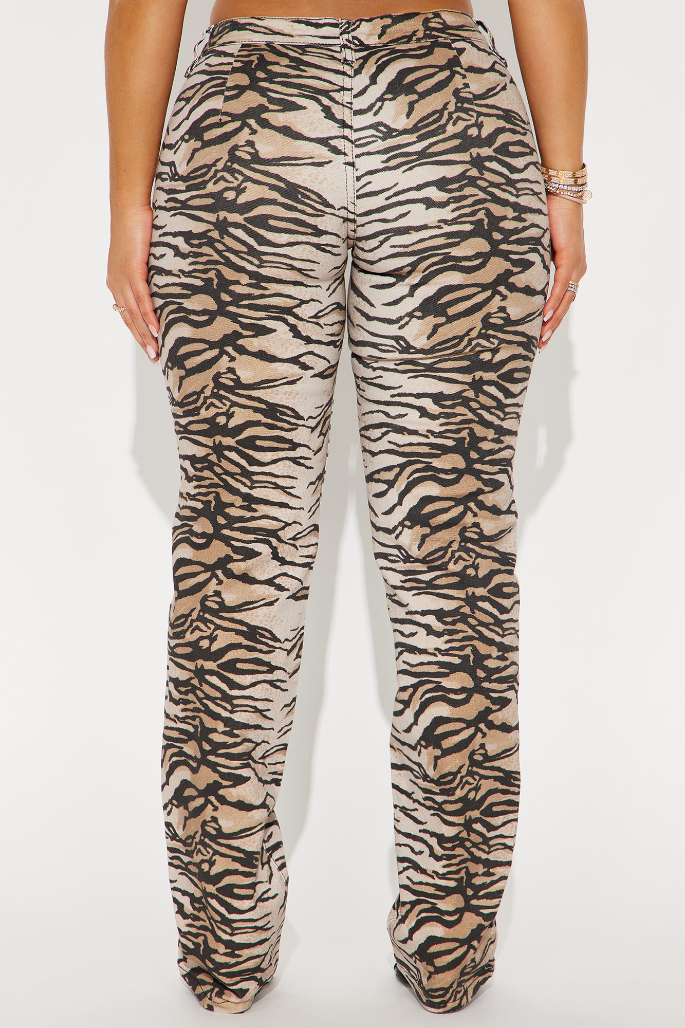 Tigress Low Rise Tiger Print Straight Leg Jeans - Taupe/combo - Image 3