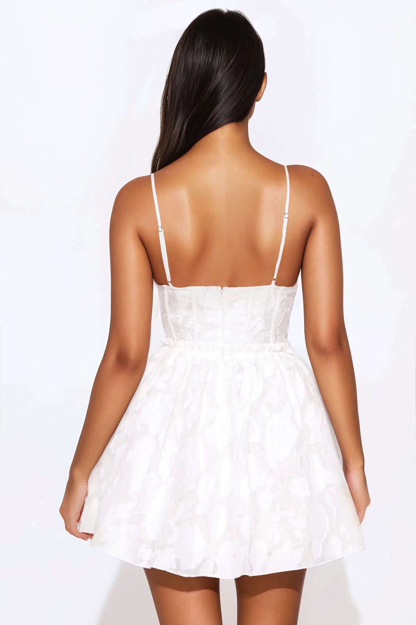 Blissful Moments Jacquard Mini Dress - White - Image 3