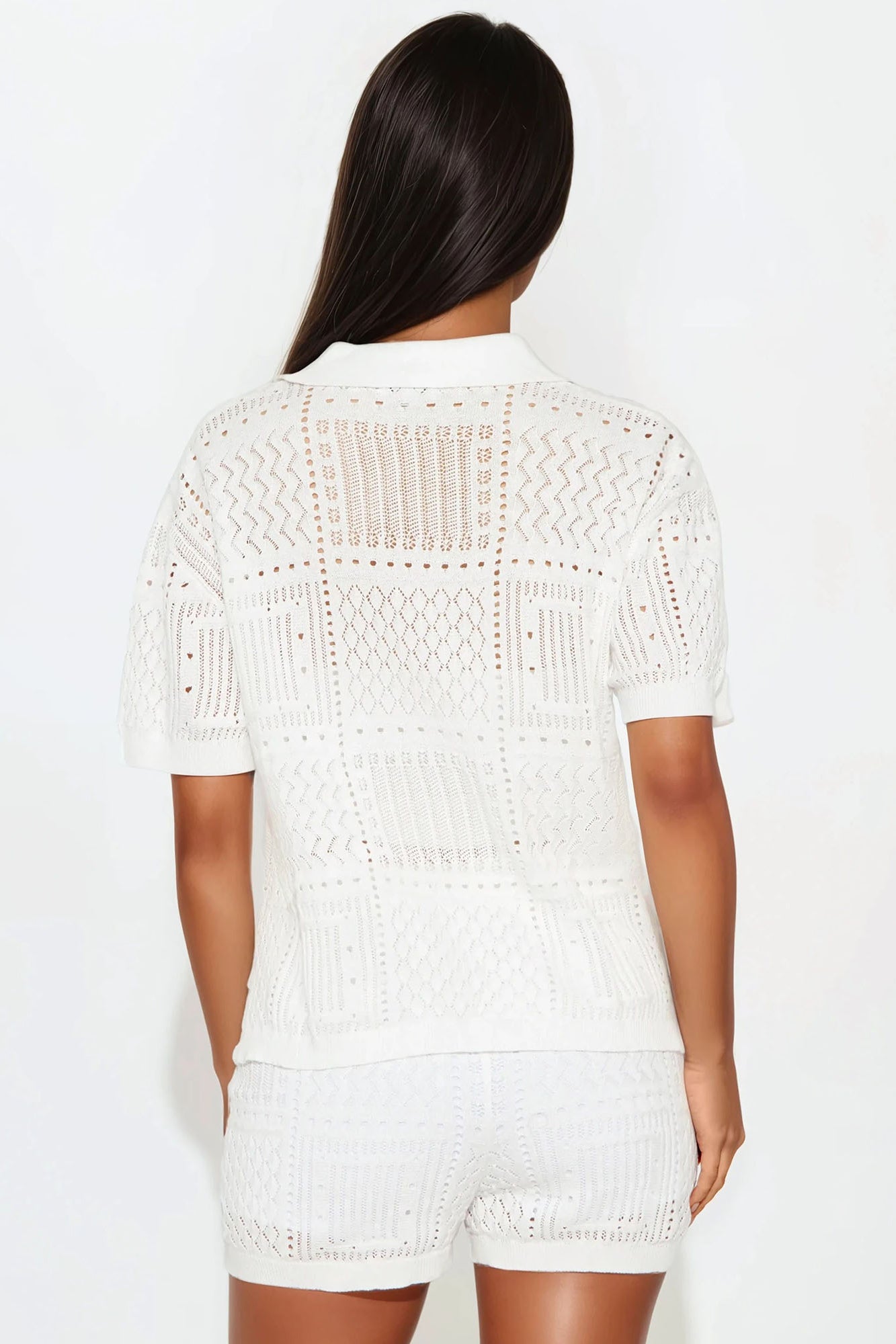 Hazel Crochet Short Set - White - Image 4