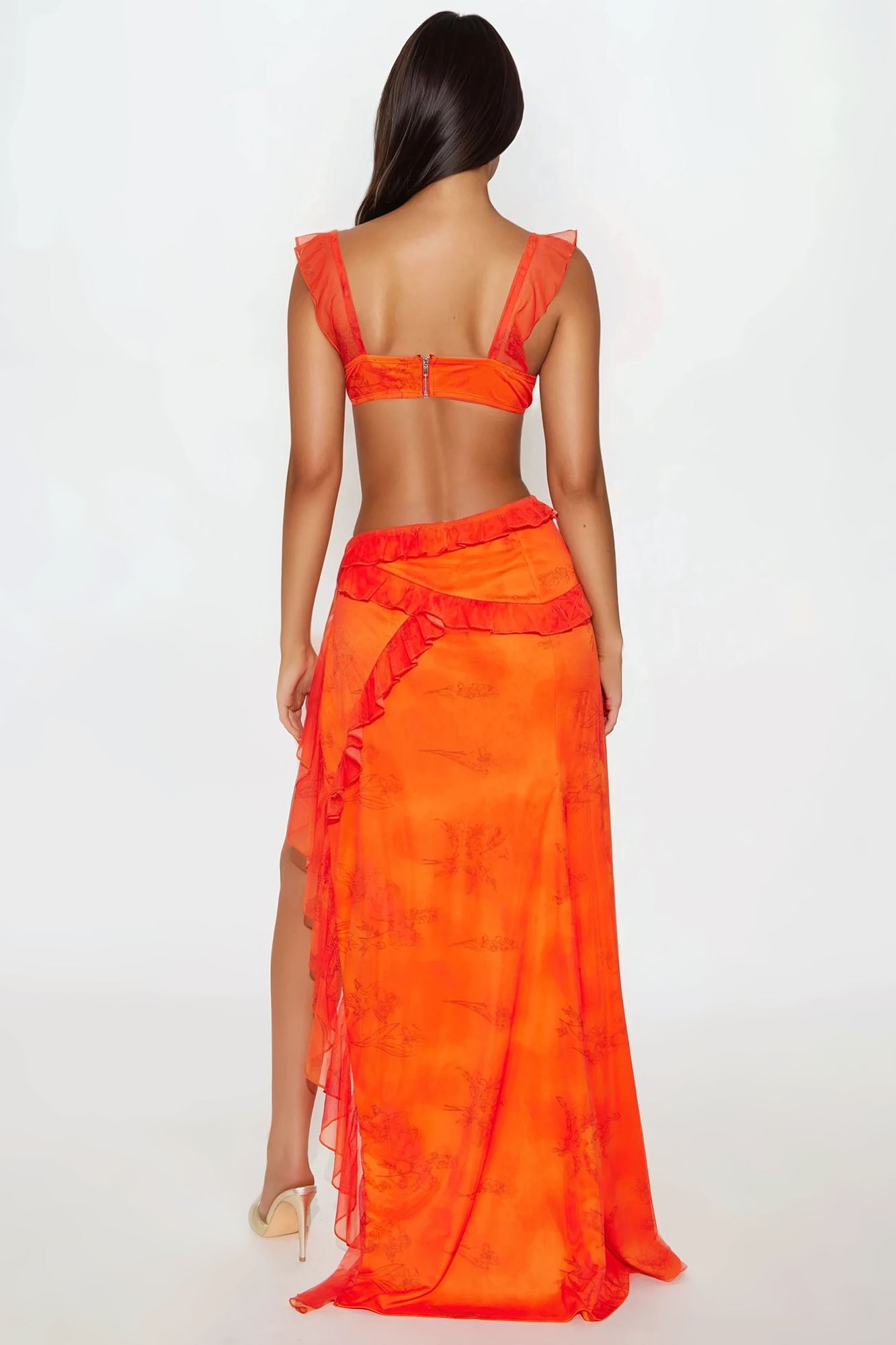 Tropical Gem Mesh Skirt Set - Orange/combo - Image 3