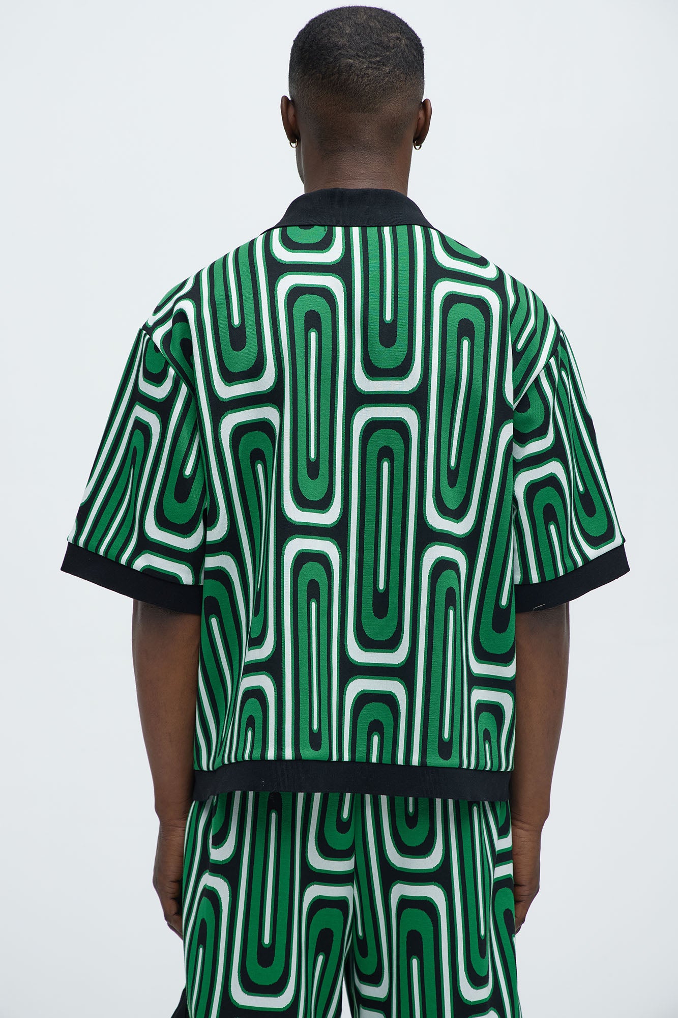 Jack Retro Pattern Cuban Collar Shirt - Green/combo - Image 4