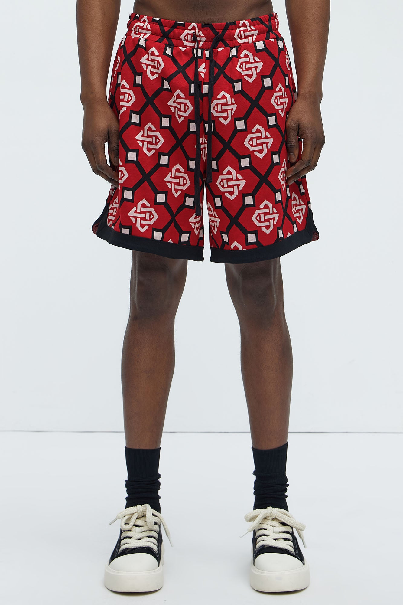 All Over Geo Jacquard Shorts - Red - Image 4