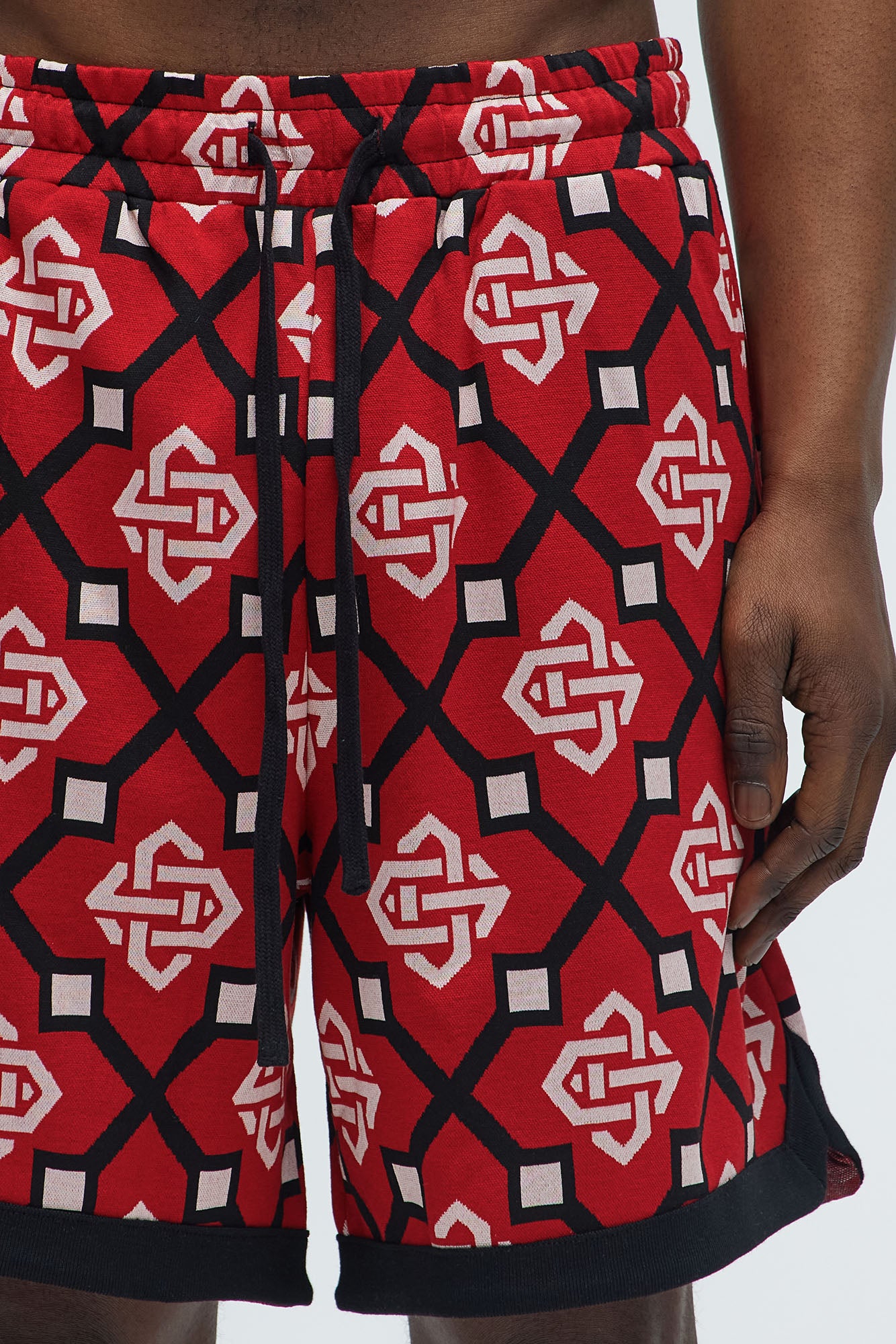 All Over Geo Jacquard Shorts - Red - Image 3