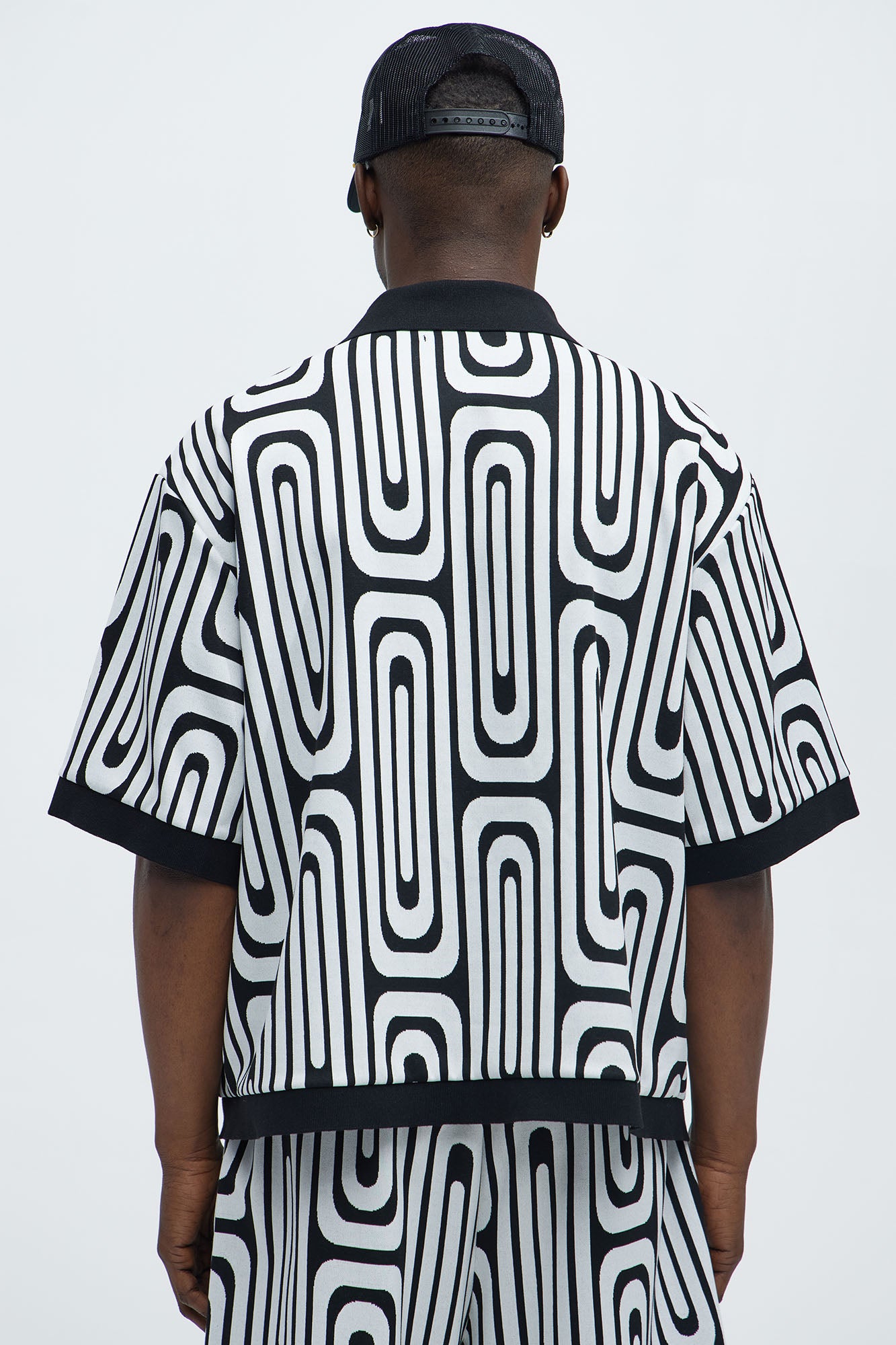 Jack Retro Pattern Cuban Collar Shirt - Black/combo - Image 4