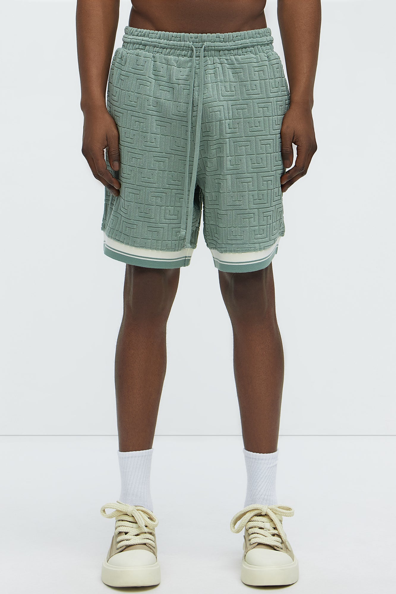 Grecian Textured Shorts - Sage - Image 4