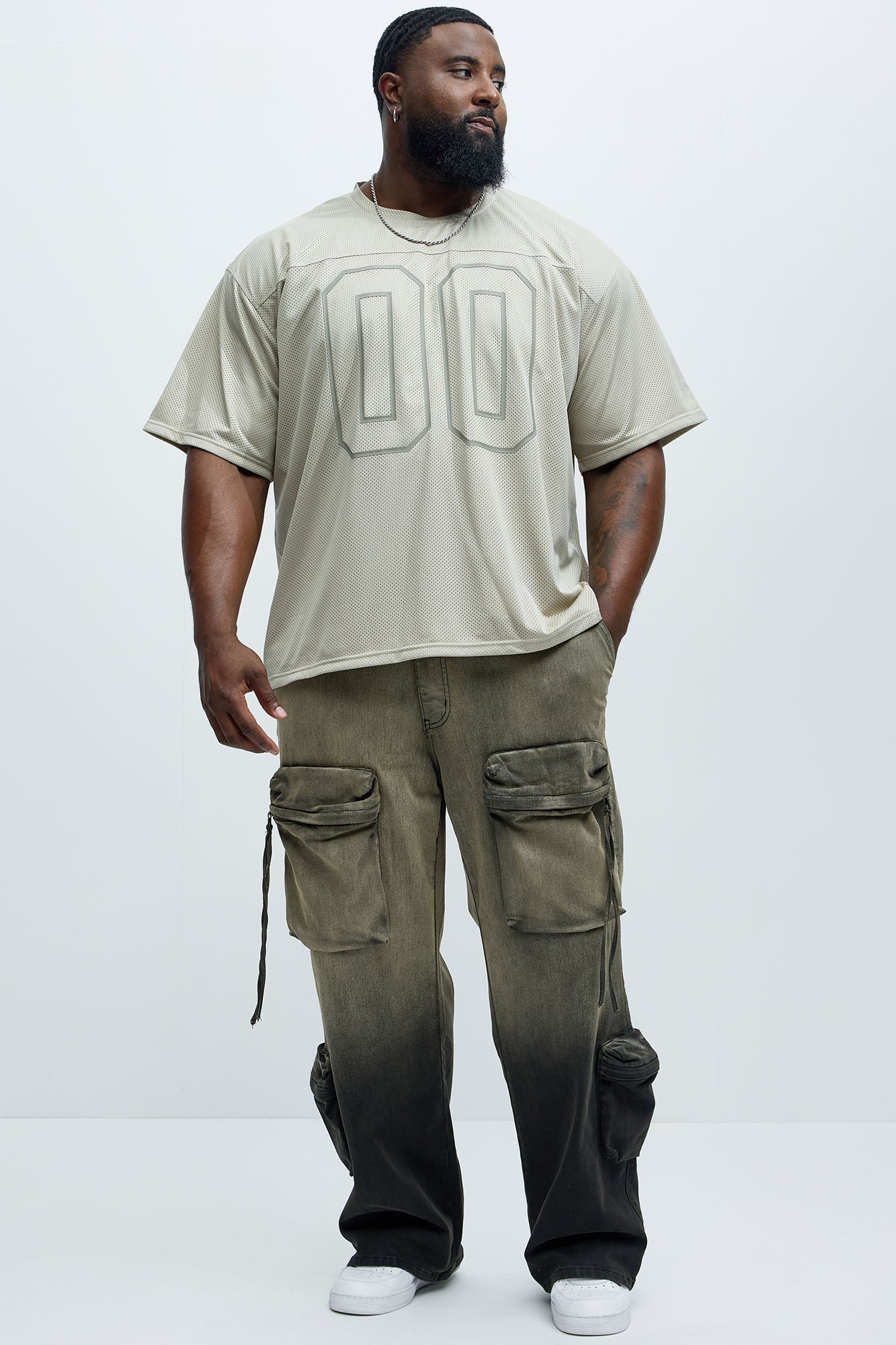 Mesh Boxy Football Short Sleeve Tee - Sand - Image 6