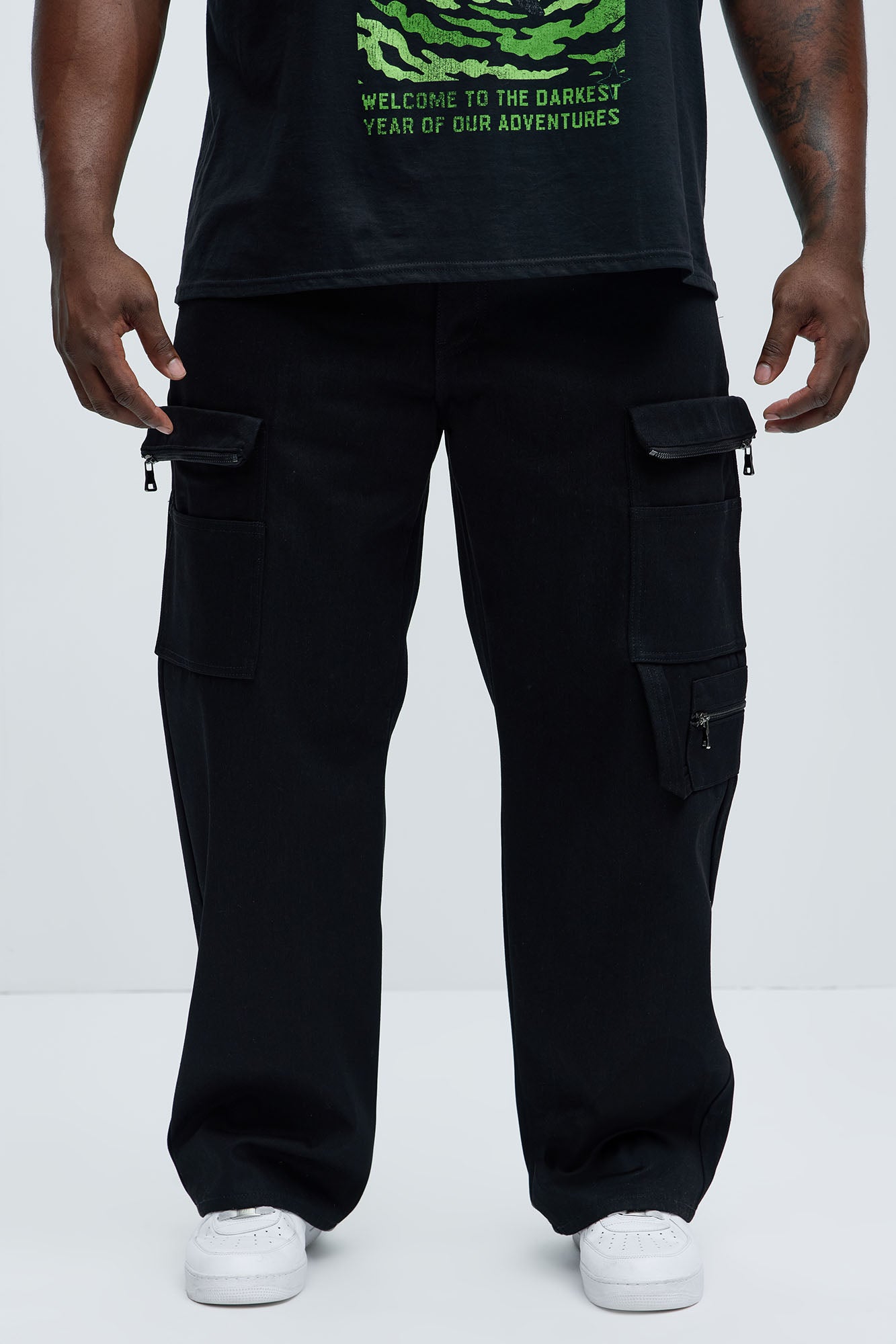 Go With It Cargo Baggy Pants - Black - Image 6