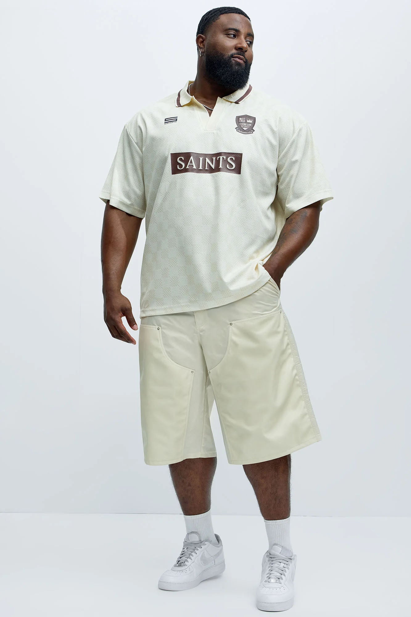 Berlin Carpenter Panel Baggy Shorts - Off White - Image 7