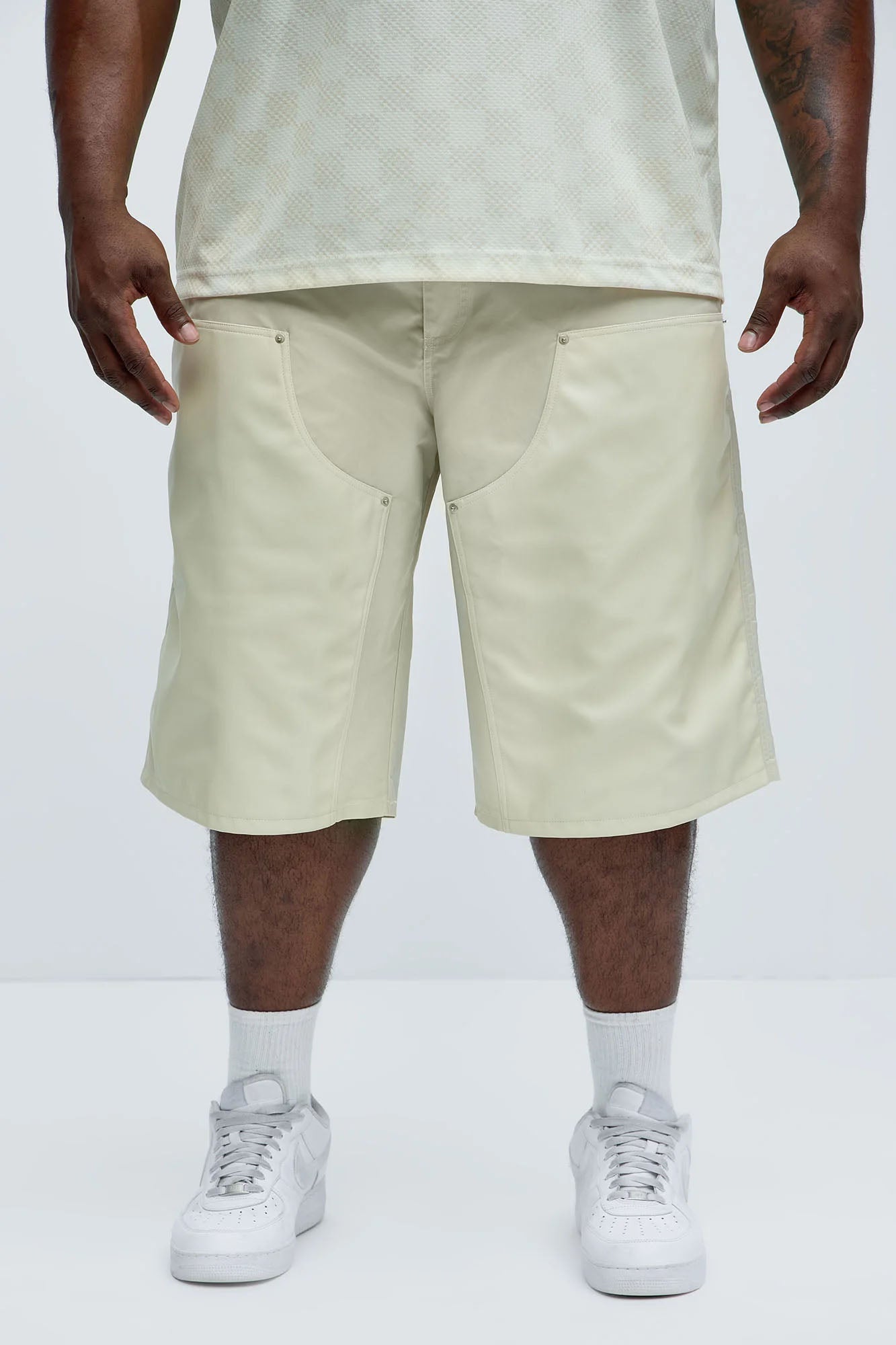 Berlin Carpenter Panel Baggy Shorts - Off White - Image 6