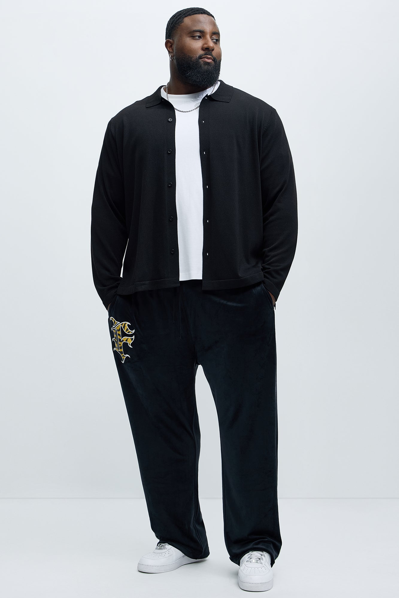 Finally Famous Straight Velour Pant - Black - Image 7