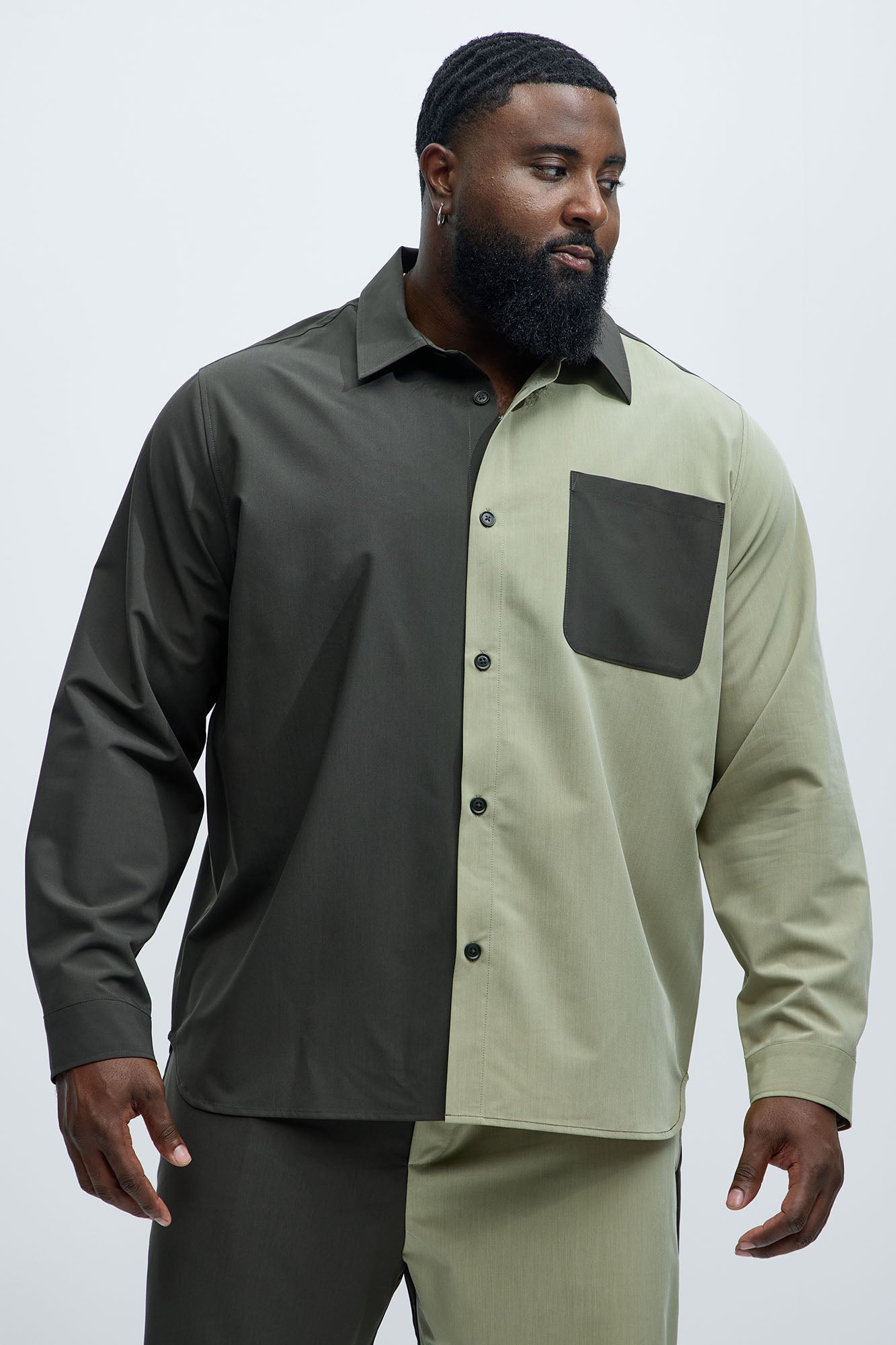 Colorblock Long Sleeve Shirt - Olive/combo - Image 5