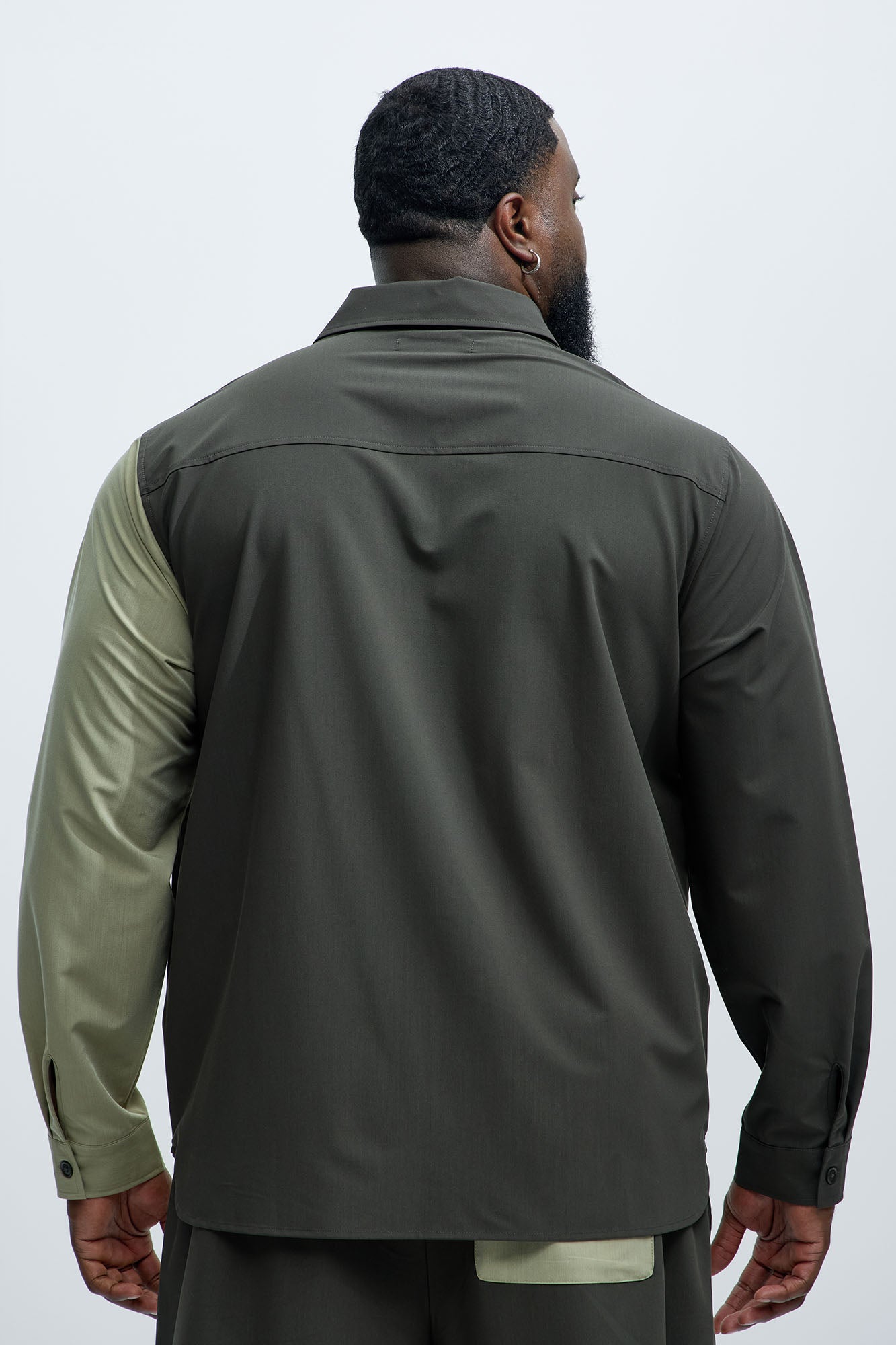 Colorblock Long Sleeve Shirt - Olive/combo - Image 8