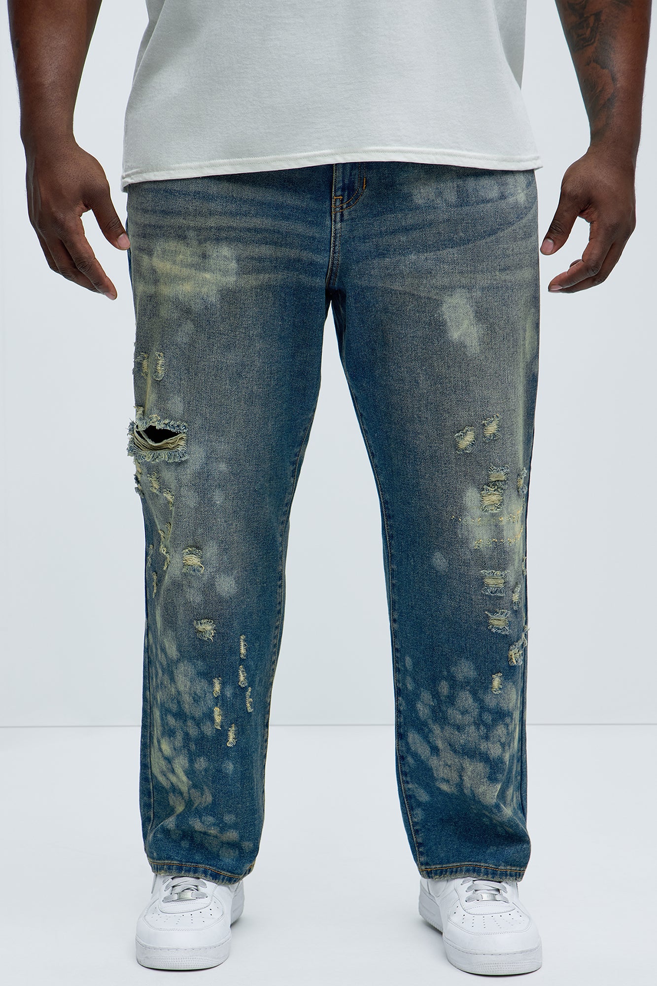 Go At It Straight Stained Jeans - Vintage Blue Wash - Image 6