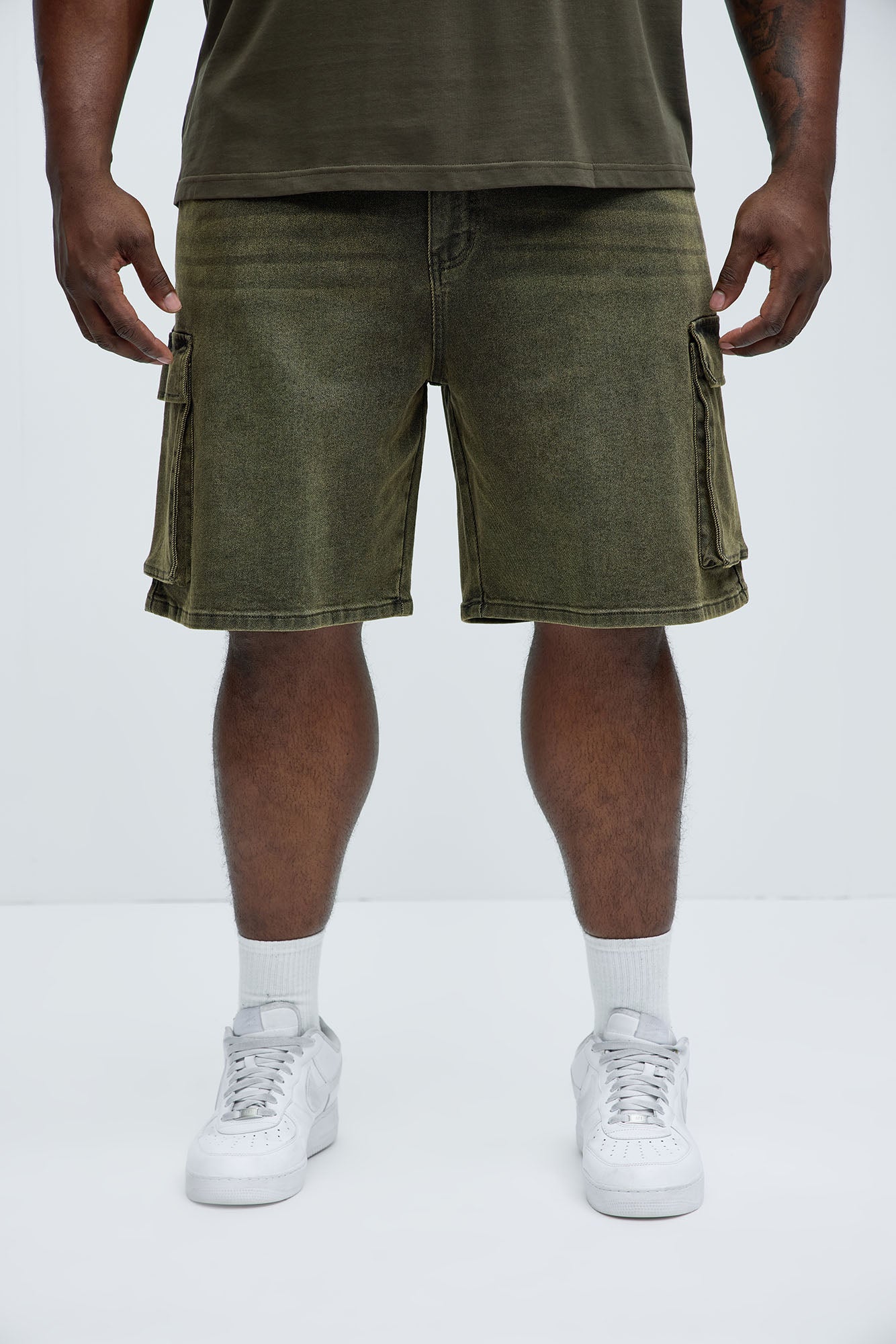 Relaxed Cornell Cargo Denim Shorts - Green - Image 6
