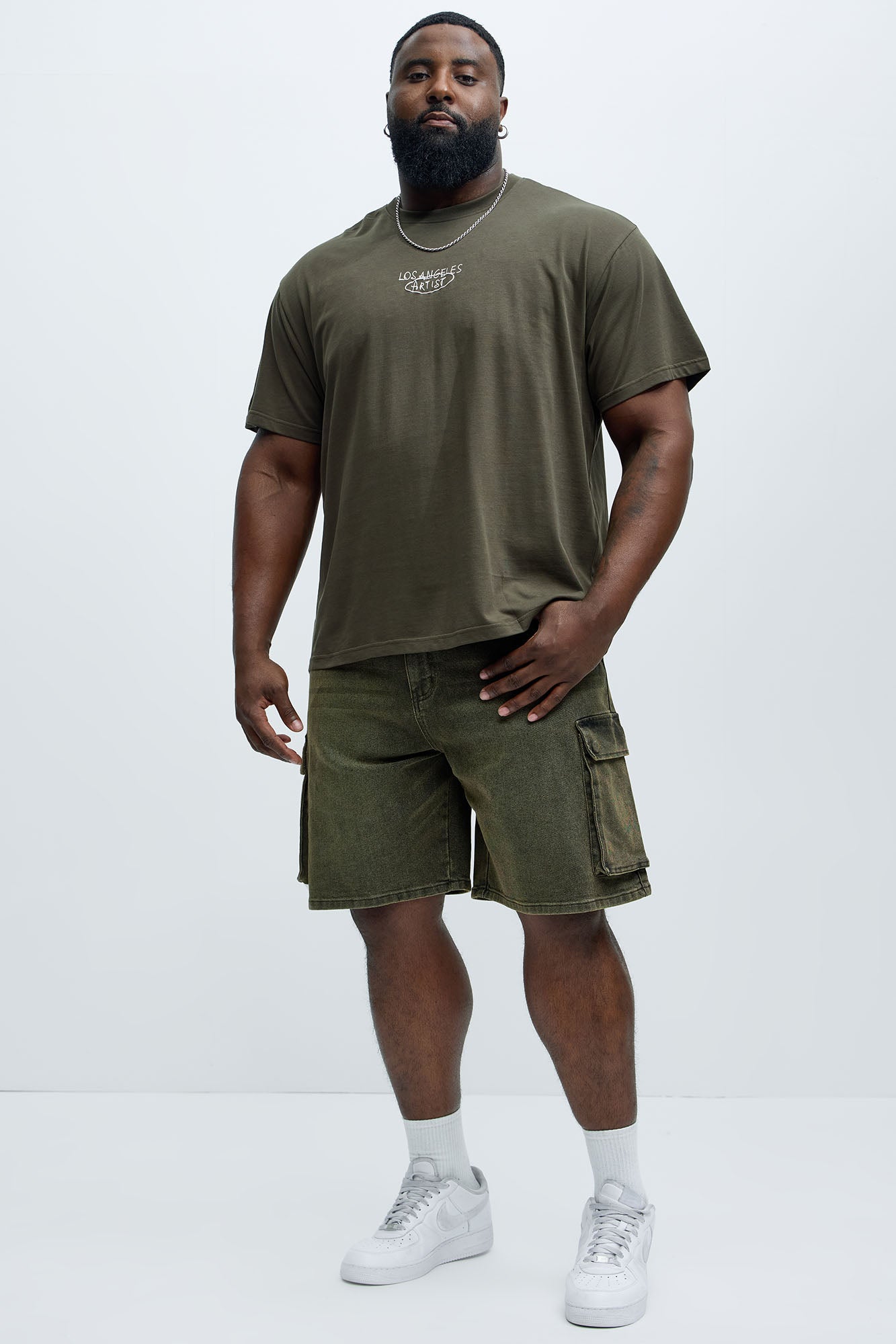 Relaxed Cornell Cargo Denim Shorts - Green - Image 7